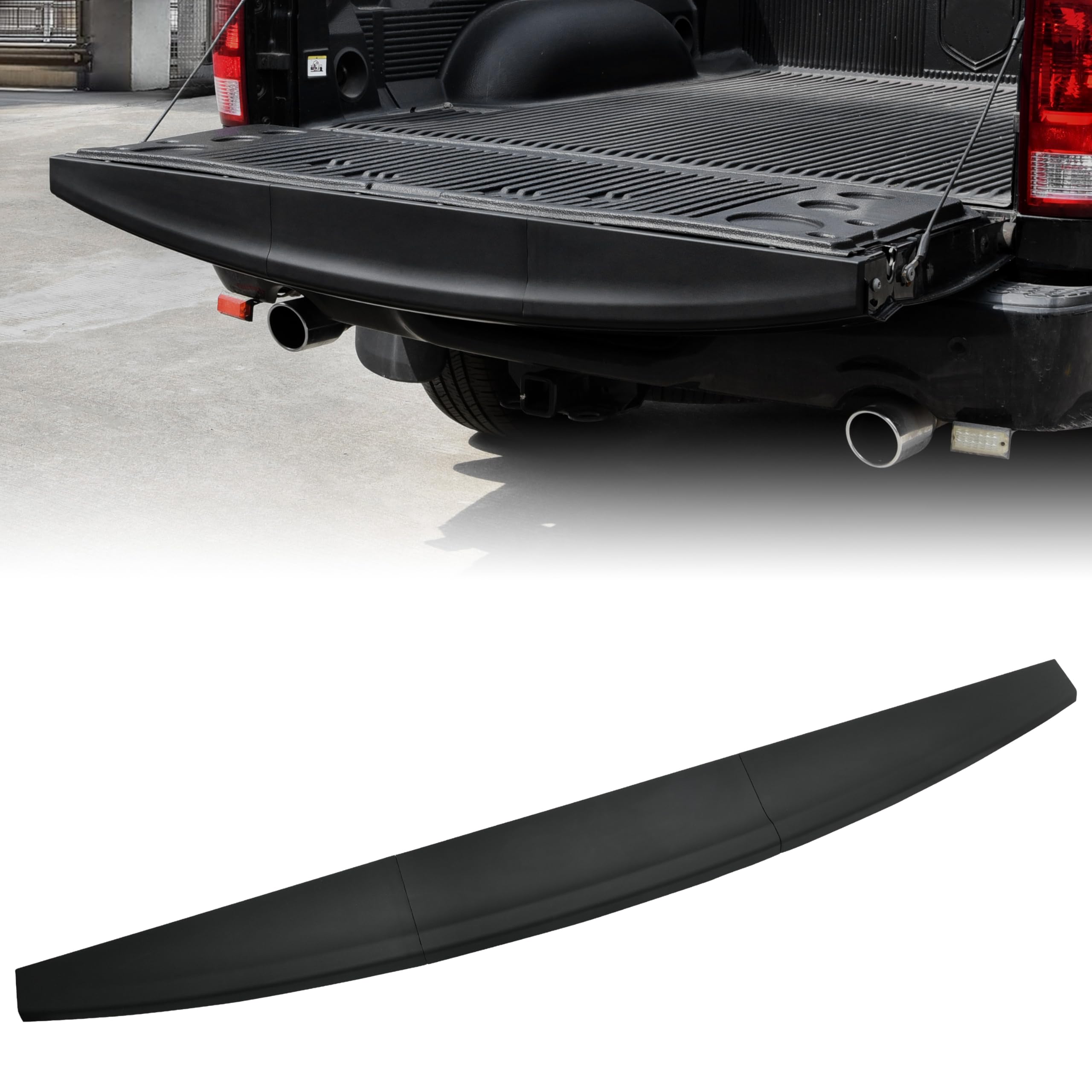Photo 1 of ***3 PCS***KEWISAUTO Tailgate Spoiler Molding Cap for 2009-2019 Dodge Ram 1500, Combined Center Tailgate Flex Step Cap Top Molding Trim Protector Cover for 2010-2018 Dodge Ram 2500 3500 Accessories, 3PCS***3 PCS***