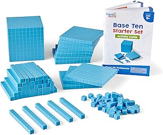 hand2mind Blue Plastic Base Ten Blocks Complete Set, Place Value Blocks, Counting Cubes for Kids Math, Base 10 Math Manipulatives for Kids, Kindergarten Homeschool Supplies (Set of 161)