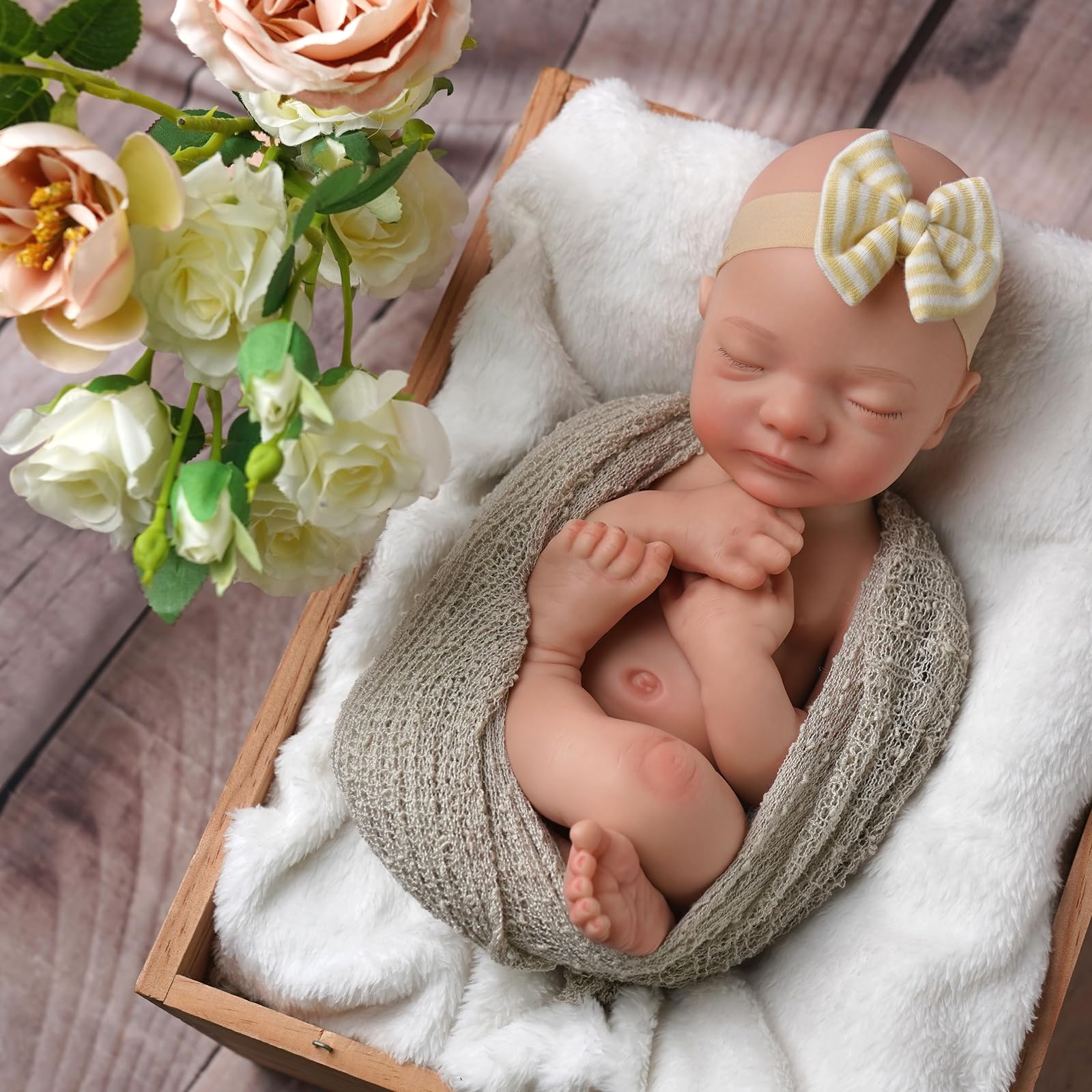 BABESIDE 16 Inch Silicone Baby Doll 4lb – Realistic Reborn Baby Dolls Silicone Full Body, Lifelike Anatomically Correct Sleeping Baby Girl Doll with Gift Box
