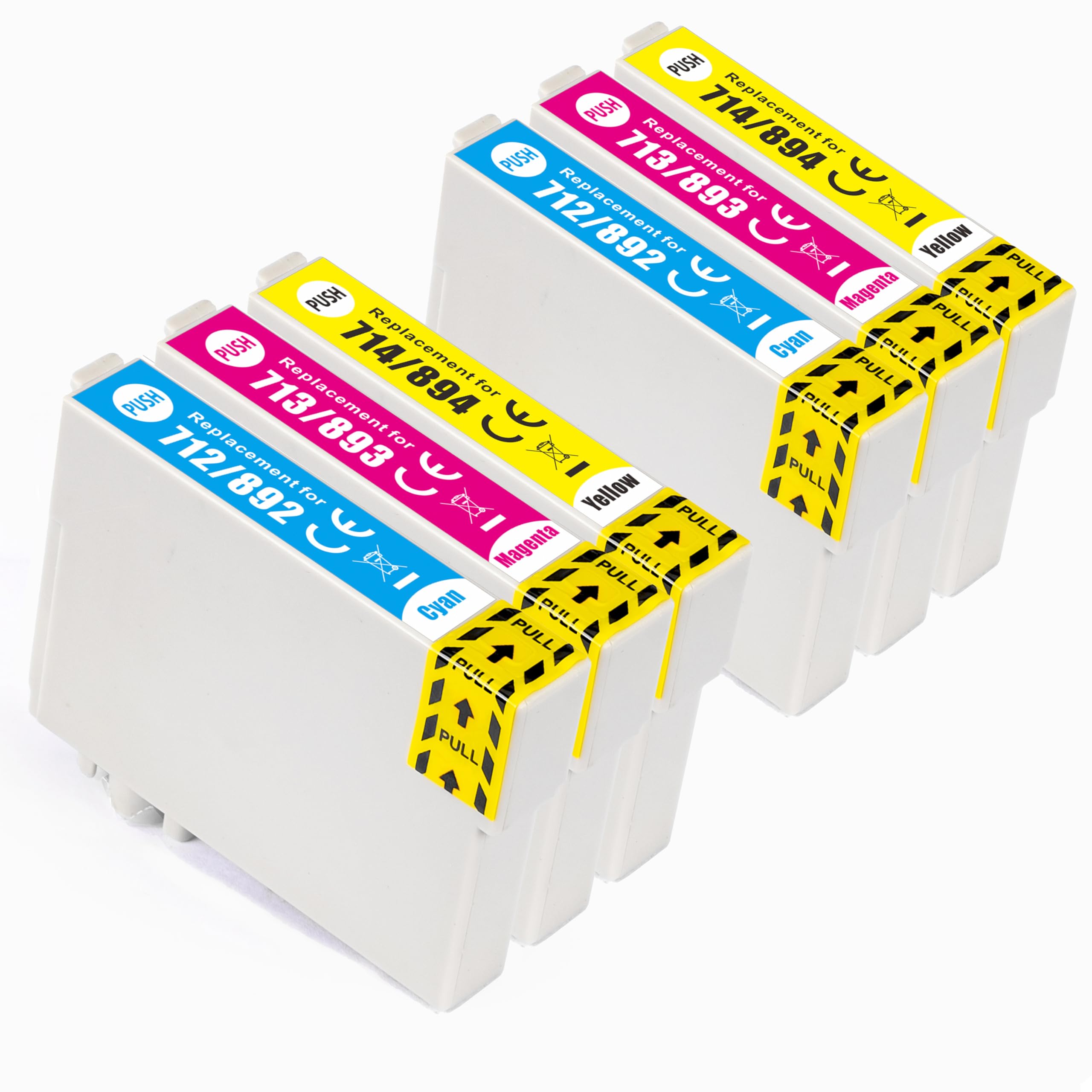 Go Inks Compatible T0715 C/M/Y Ink Cartridges - 6 Pack replaces T0712 T0713 T0714 for Epson Stylus Printers - 13.5ml - Cyan, Magenta, Yellow - 2x Colour Set
