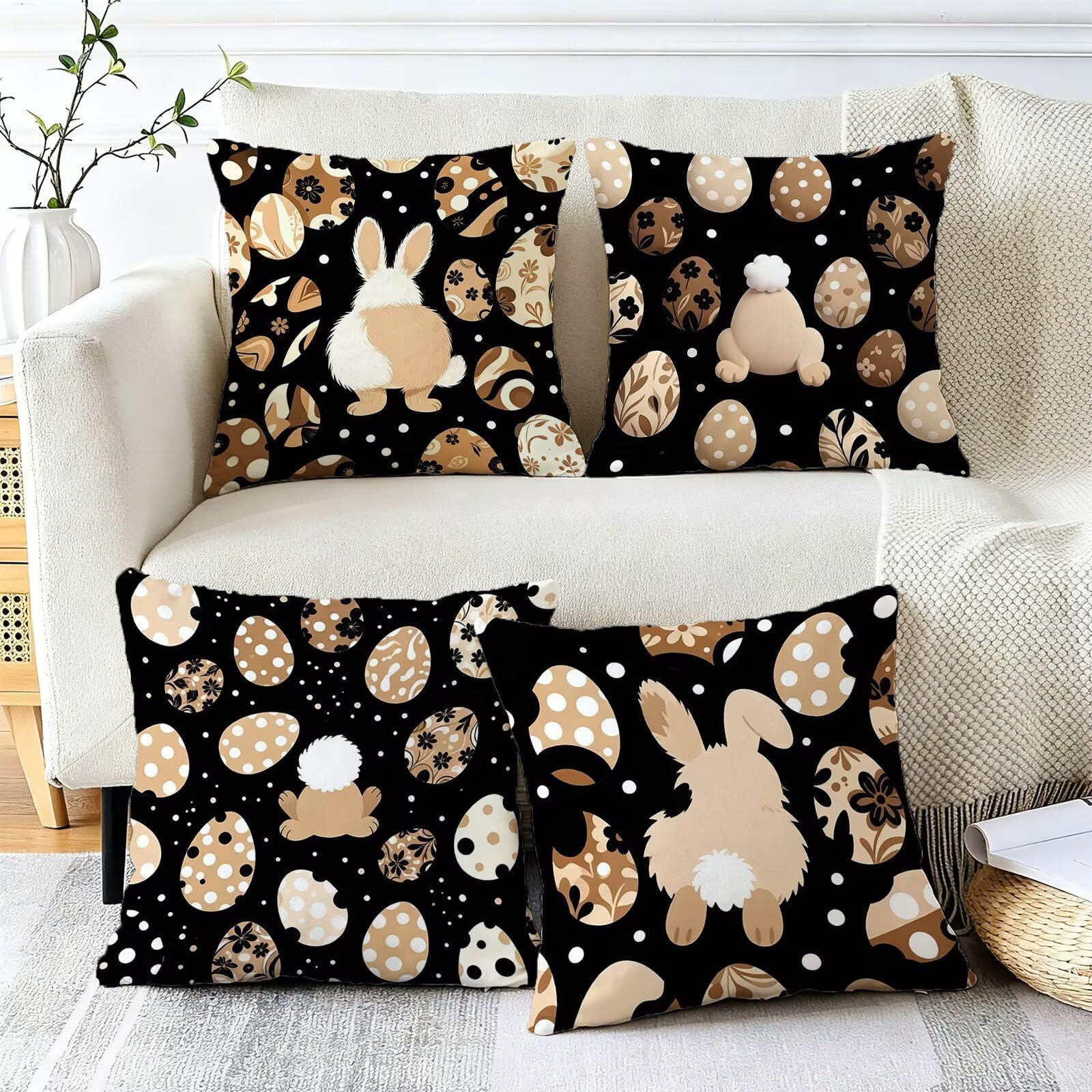 Beige Federe Cuscini Divano 60x60cm, Cuscini da Esterno Set de 4, Cod-96 | Lin Copricuscini Decorativi Letto Arredo, per Letto, Soggiorno, Giardino, Esterno, Casa Decorazione Set di 4 Animale