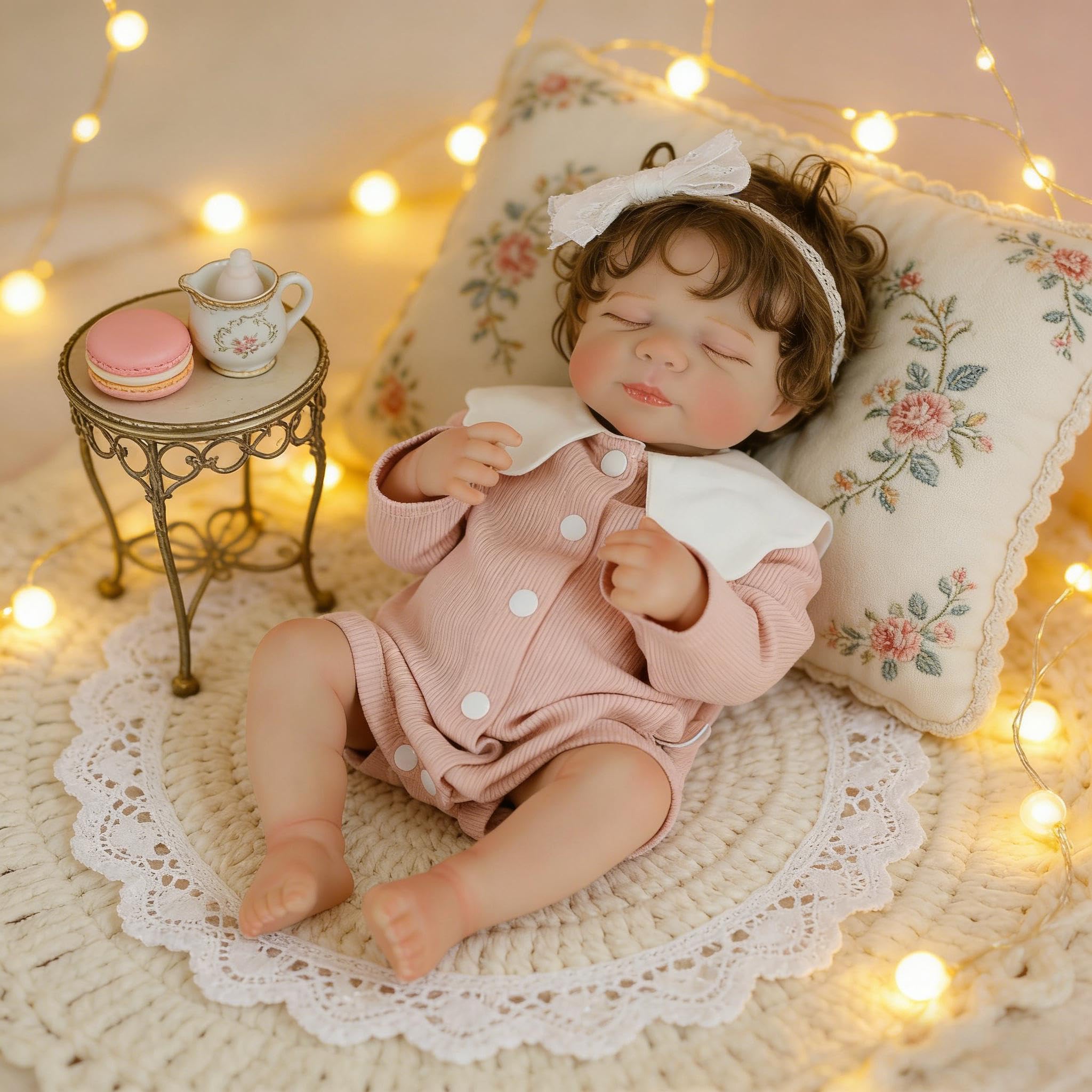 Reborn Baby Dolls silikonowe na całe ciało, winylowe, 45 cm, realistyczne, dla dziewczynki, anatomicznie poprawna, lalka niemowlęca z kręconymi włosami, realistyczna lalka noworodka, z