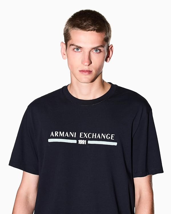 Armani Exchange Men's Center Text Logo Tee, Deep Navy, X-Small by Armani Exchange - Image 2