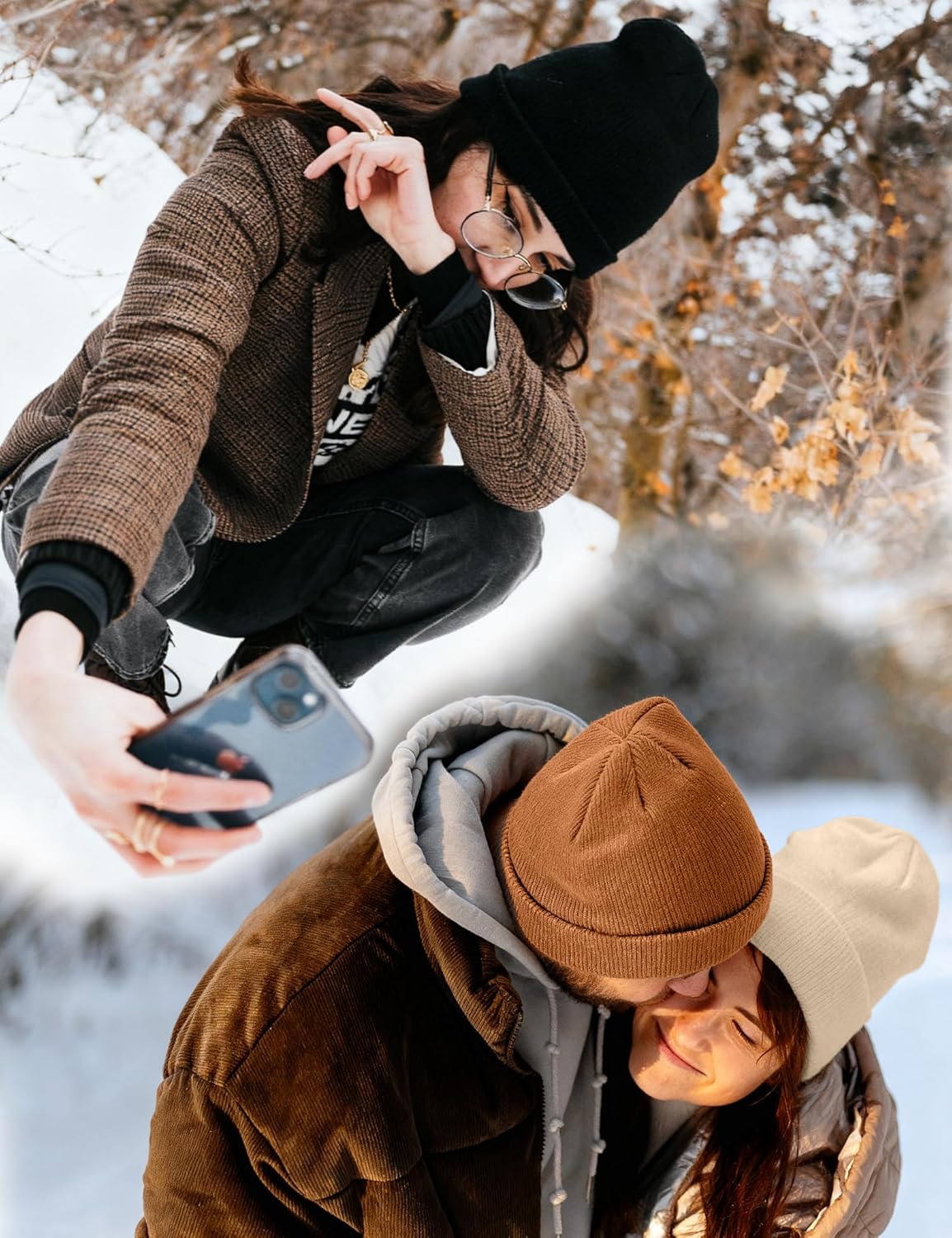 Satin Lined Wool Beanie Hat for Women Men Fall Winter Fashion, Warm Knit Cuffed Fisherman Skull Cap/Slouchy Beanie - Image 7