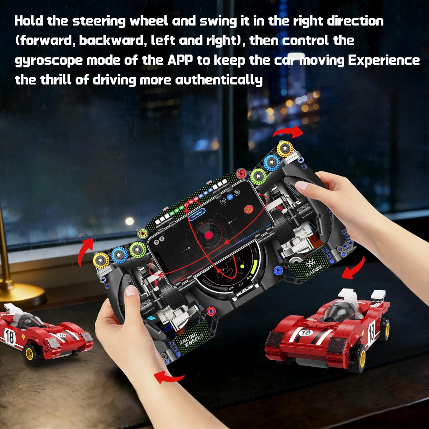 Racing Cars Steering Wheel Building Set, Formula Simulator Driving Kit Collection Model with Moving Parts & Phone Holder for Adults Boys 14+ - 904PCS