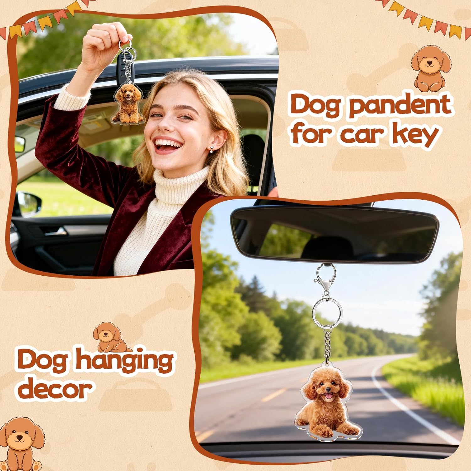 Acrylic Golden Doodle Keychains for Women Teen Girls Cute Puppy Pet Dog Gifts Poodle Purse Backpack Bag - Image 6