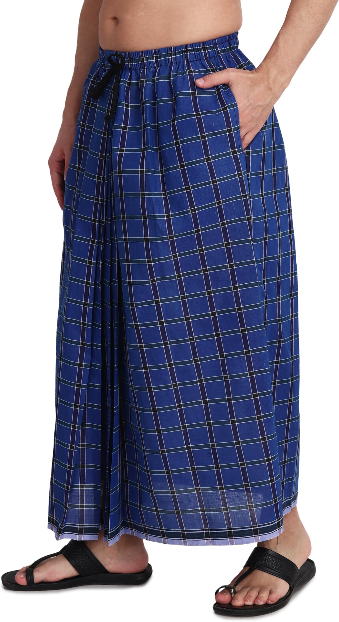 Elastic Premium Cotton Lungi With Dual Packet Pack Of 1