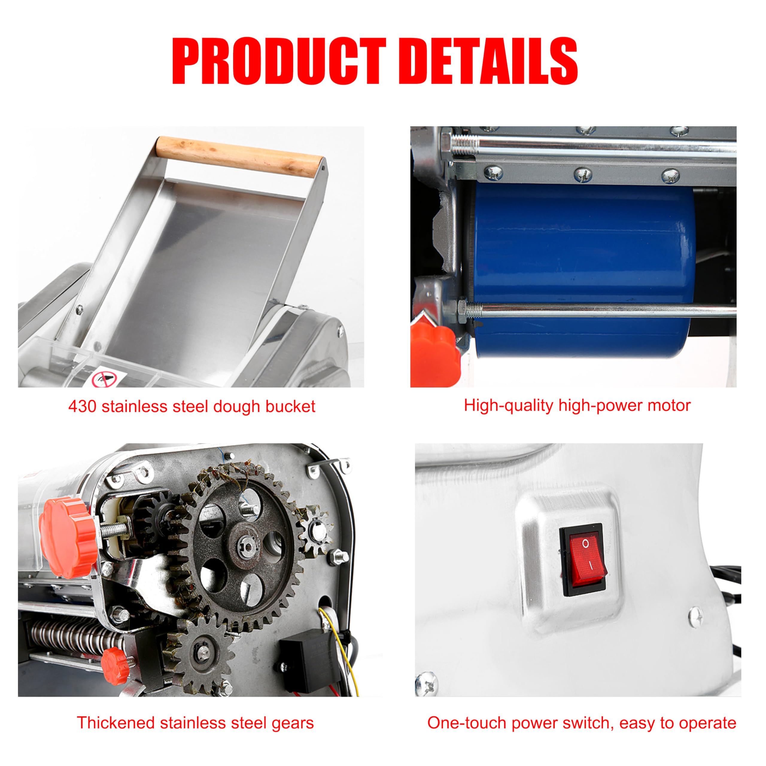 Commercial Electric Pasta Maker, Stainless Steel Noodle Making, 2-in-1 Heavy Duty Dough Roller Pressing Machine,RollerWidth18cm-KnifeWidth3/9mm