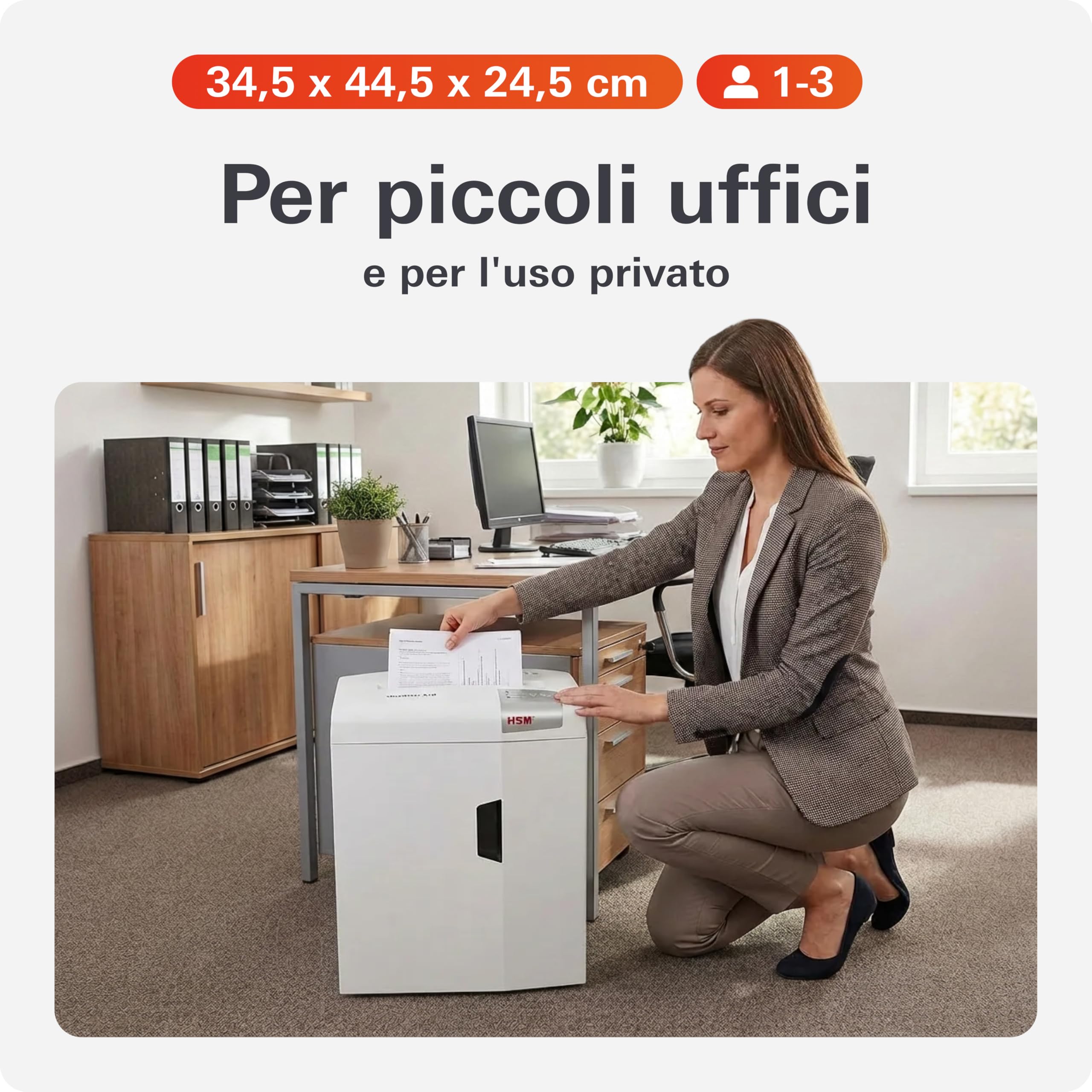 HSM shredstar X10 1045111 Distruggidocumenti da 4,5x30 mm, Bianco argento, taglio a frammenti
