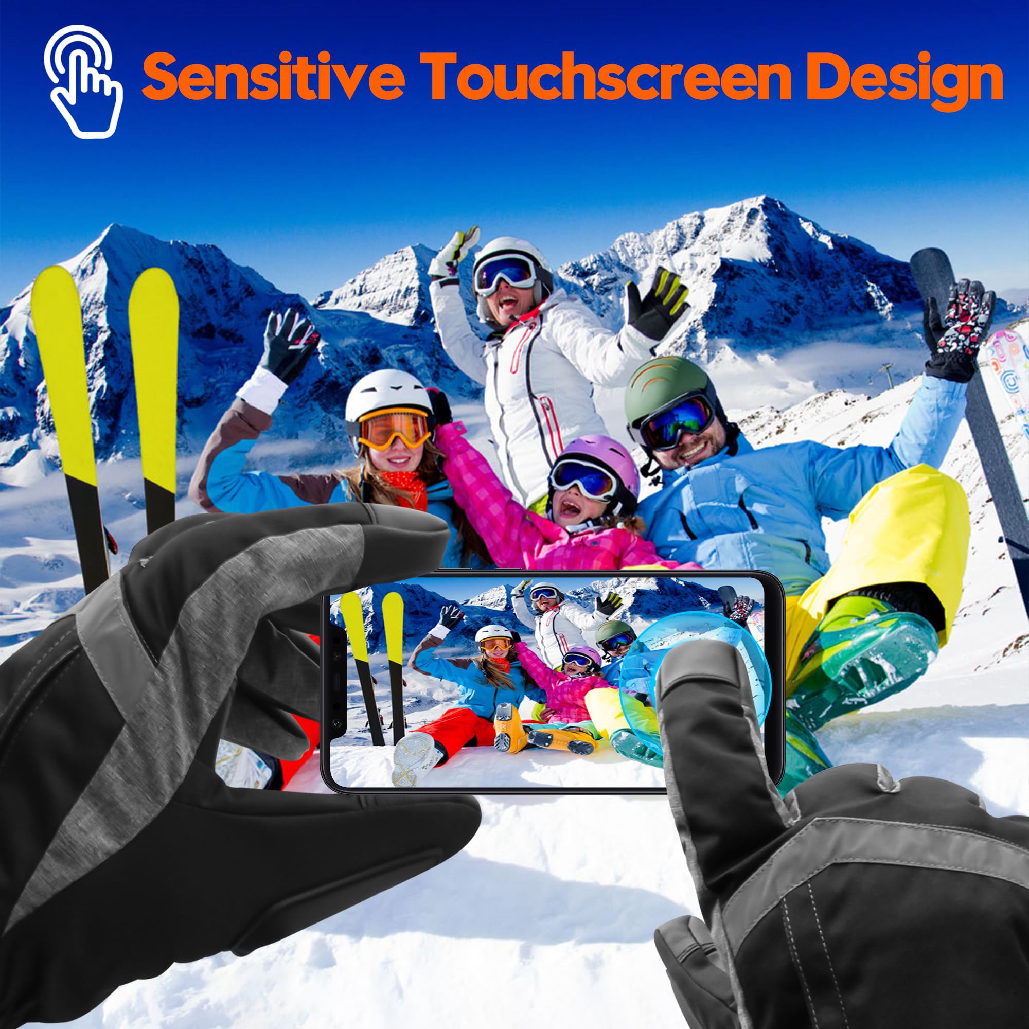Guantes térmicos para hombres y mujeres, 6000 mAh, batería recargable, guantes calentadores de manos con pantalla táctil, guantes de esquí impermeables con calefacción eléctrica para invierno, trabajo