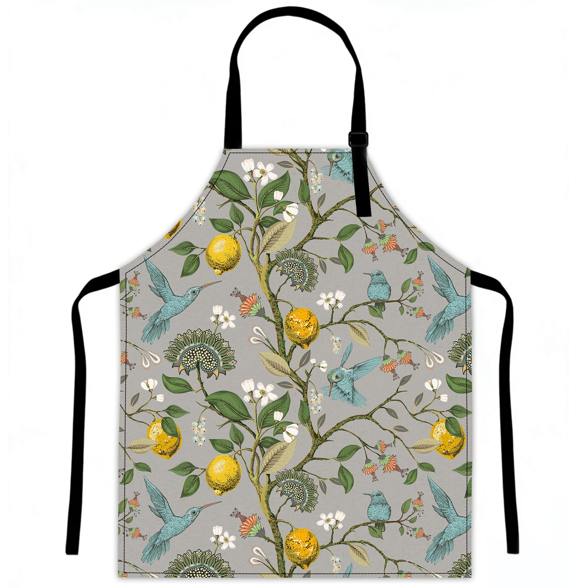 LQEBUY Kitchen Aprons Adjustable Blue Bird Lemon Tree Cooking Apron Bib for Women Men Chef Cooking Baking Gardening