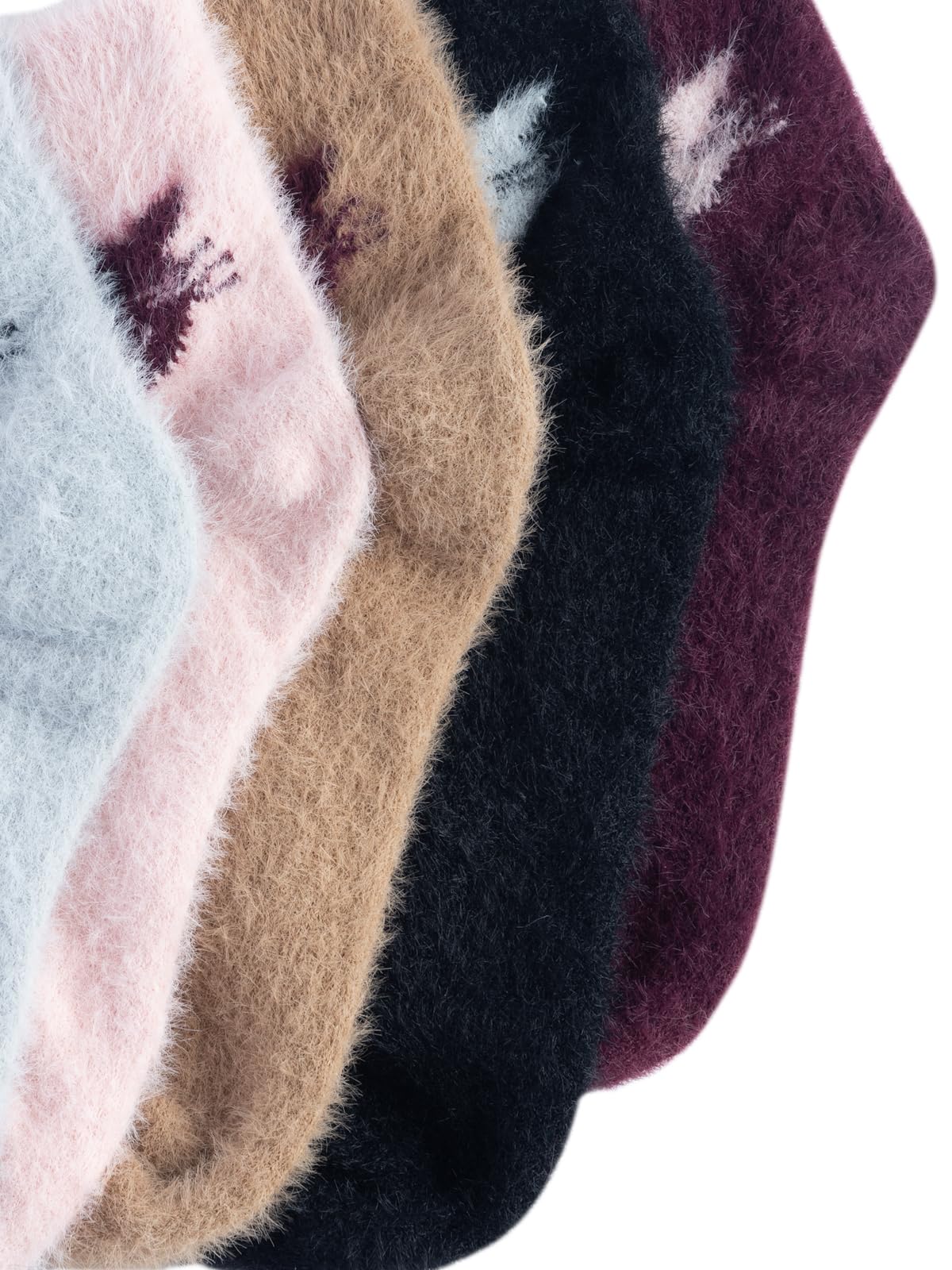 Texlon Kids Faux Fur Nylon Microfibre Woolen Winter Ankle Socks – Warm, Soft, Cozy, Plush Texture, Stretch Fit, Multicolor Design, Pack of 5 (11-13 Years) - Image 9 thumbnail