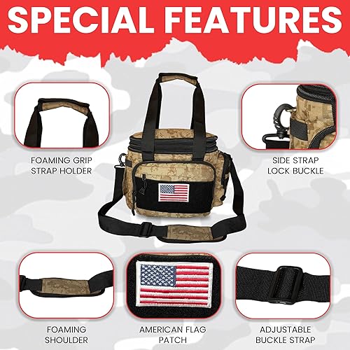 Miniatura 5 de Lonchera táctica Camo  Lonchera duradera de poliéster 1000D con aislamiento de aluminio a prueba de fugas, doble compartimento y sección superior