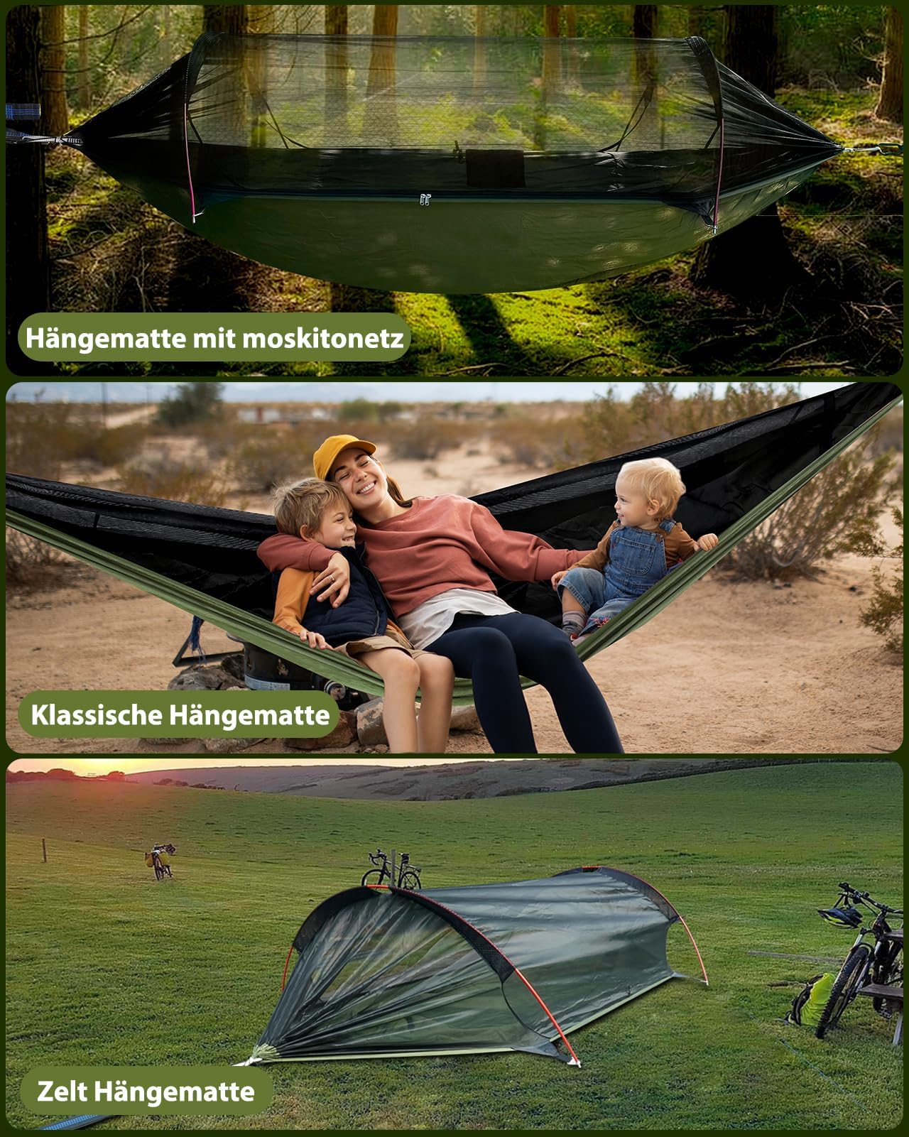 COVACURE Hängematte Outdoor Hängematte mit Moskitonetz - 200kg Belastbarkeit für 2 Personen 270 x 140 cm Ultraleicht Hammock Reise Gadgets für Camping Garten Survival Wander