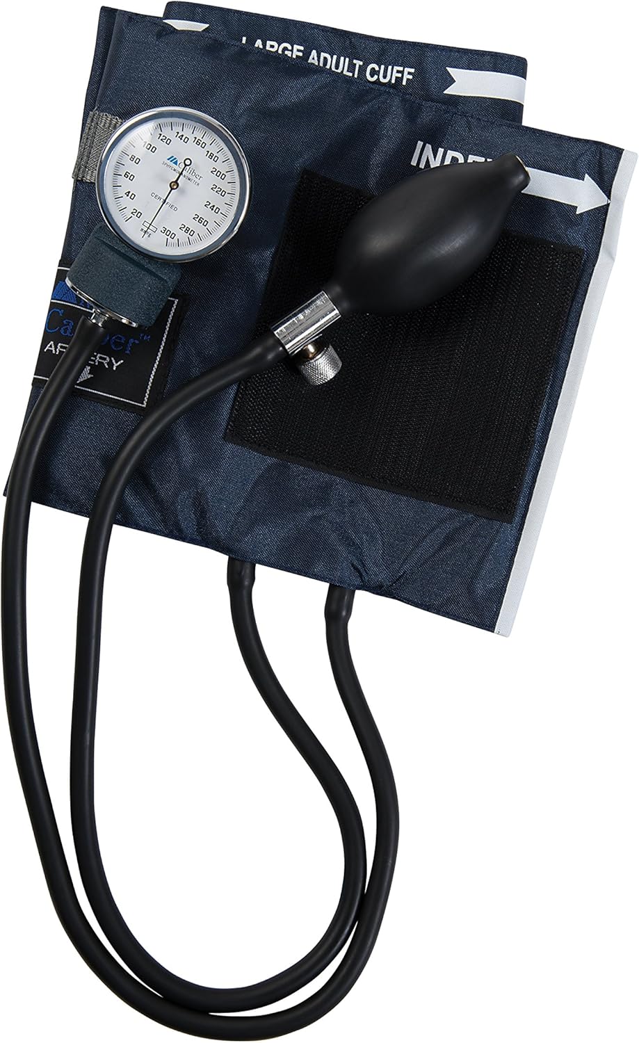 MABIS Aneroid Sphygmomanometer, Adult Cuff Size 13" to 20", Professional Manual Blood Pressure Cuff with Zipper Case, Caliber Series, Large Adult Cuff