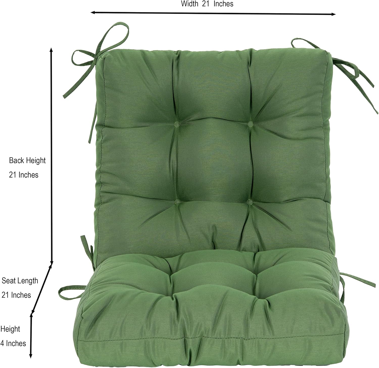 QILLOWAY Outdoor Chair Cushion for Patio Furniture, Waterproof Patio Cushions with Ties, Fade Resistant Replacement Pads for Outdoor Rocking Chairs,Dark Green