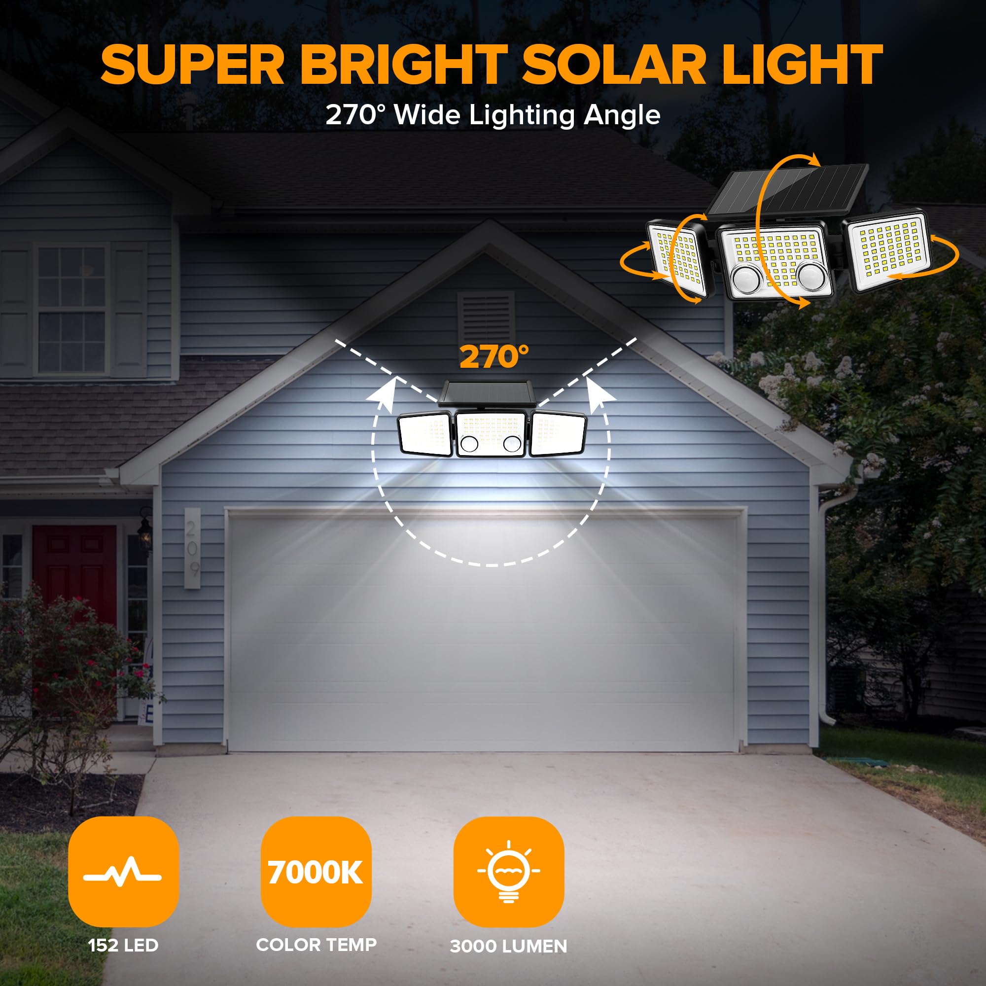 Luci Solari Per Esterni Con Sensore Di Movimento, Faretto Solare Da Esterno A 98 Led Lampade Solari Con Cavo Da 5 M 1 Pezzo 89439321