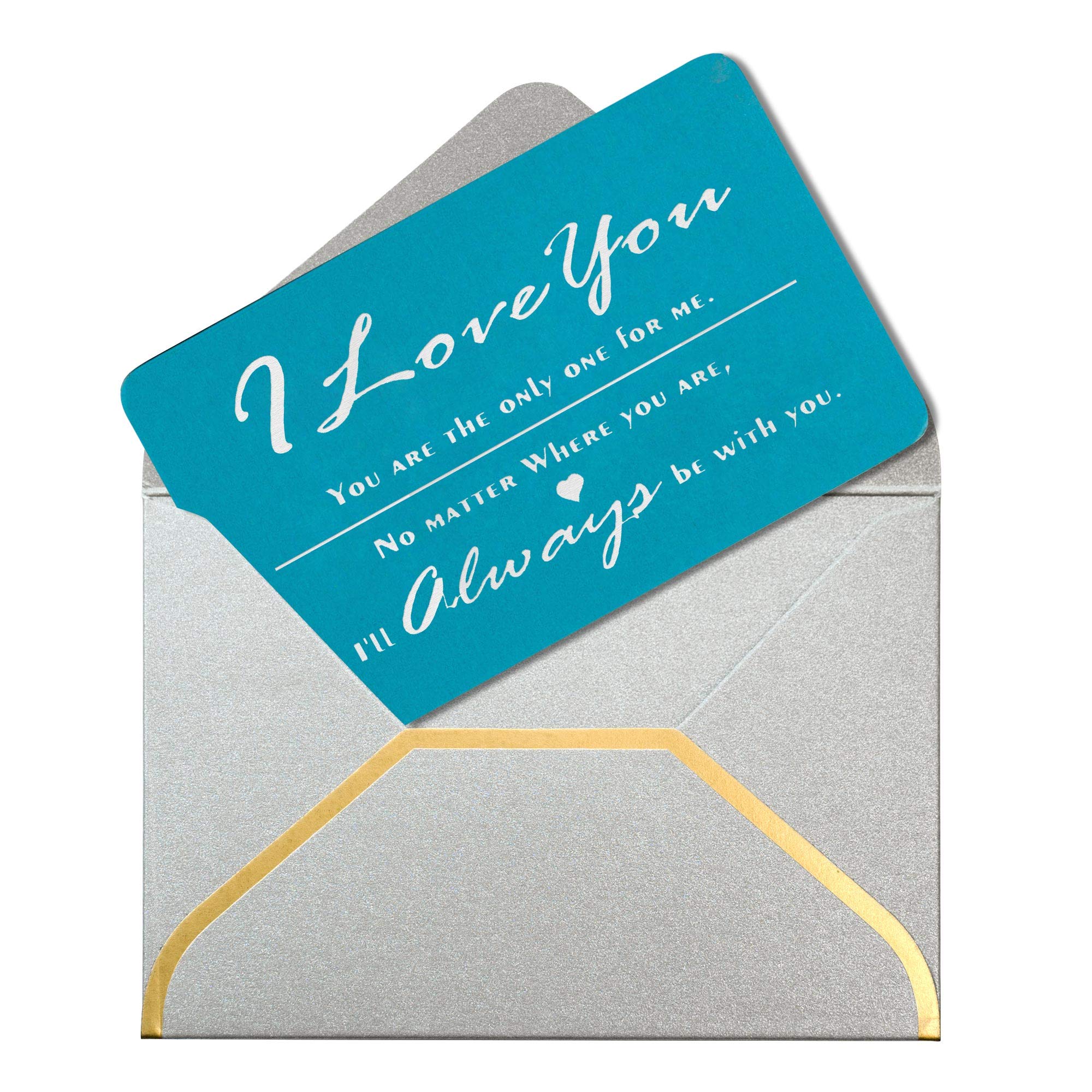 Love You Always Text Message Laser Engraved Metal Wallet Mini Insert Card Handmade Note To Husband Wife - Blue
