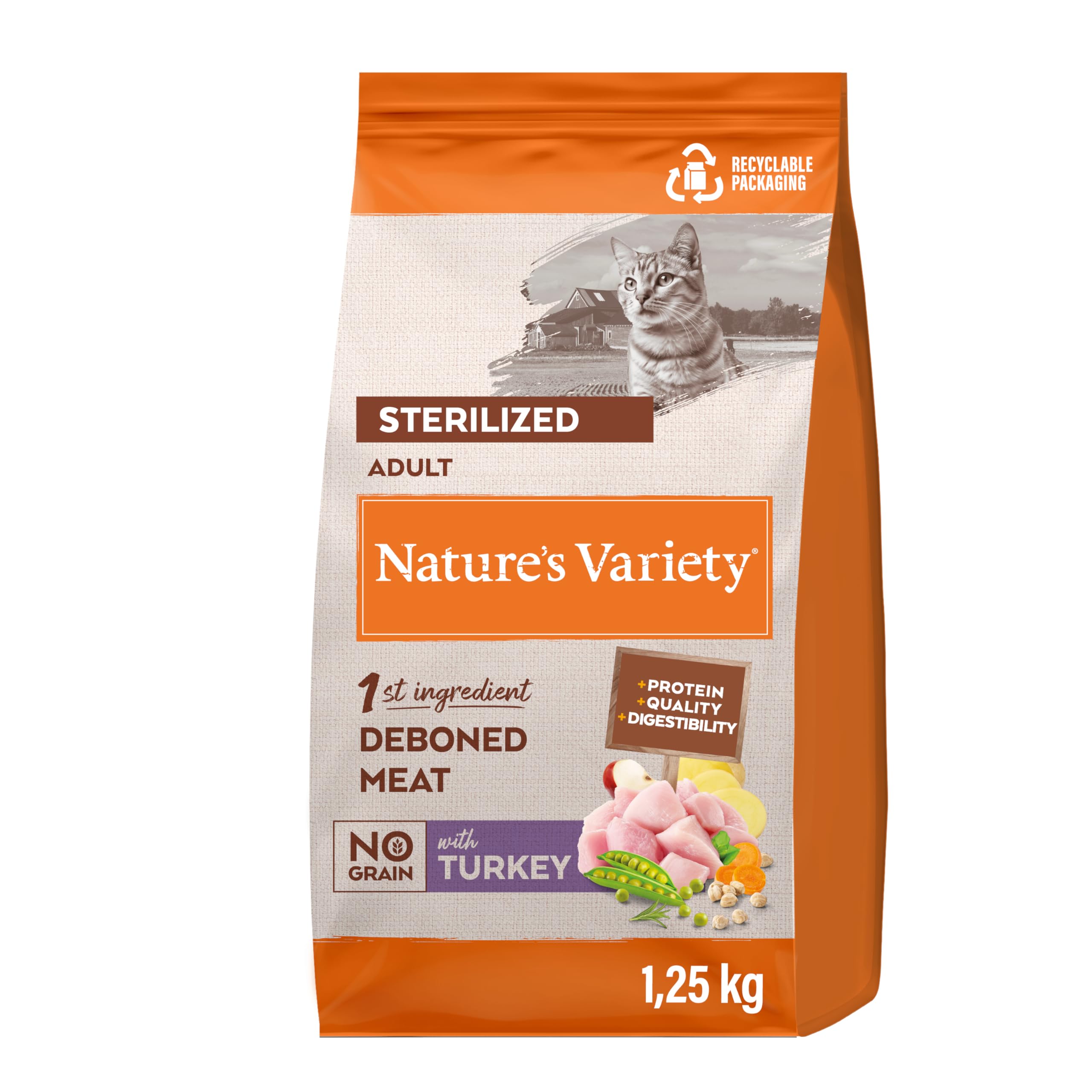 Nature's Variety Original Dry - Turkey for Sterilised Adult Cats, 1.25 kg (Pack of 1)