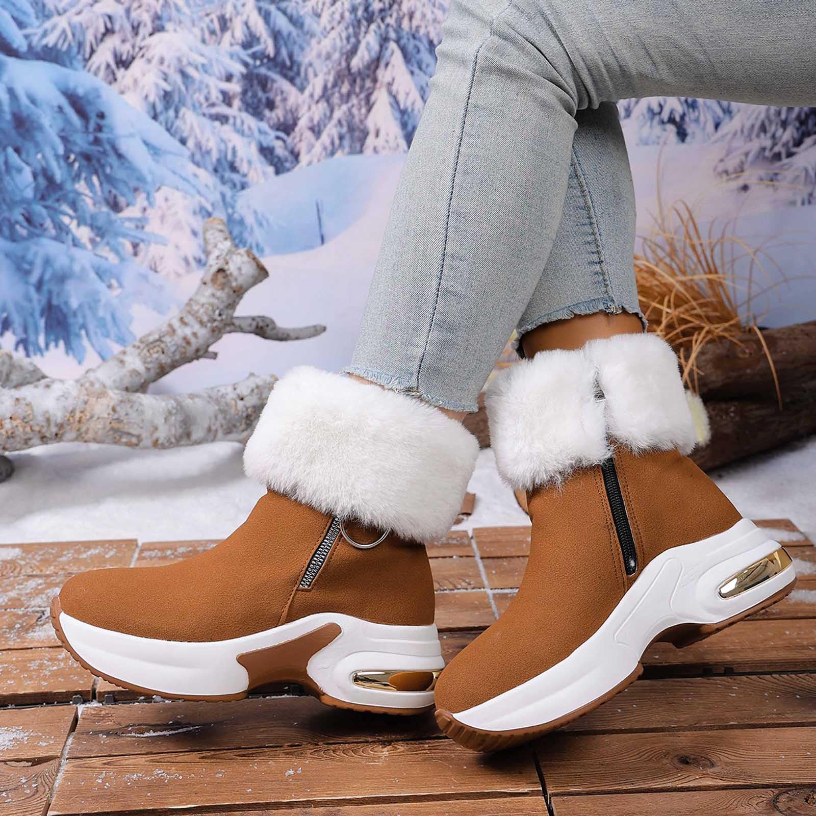 Generico Stivali Da Neve Donna Impermeabili Antivento Doposci Termiche Dopo Sci Calde Scarpe Da Neve Con Fodera Stivaletti Imbottiti Scarponi Per All'Acqua Trekkin Antiscivolo Snow Boots