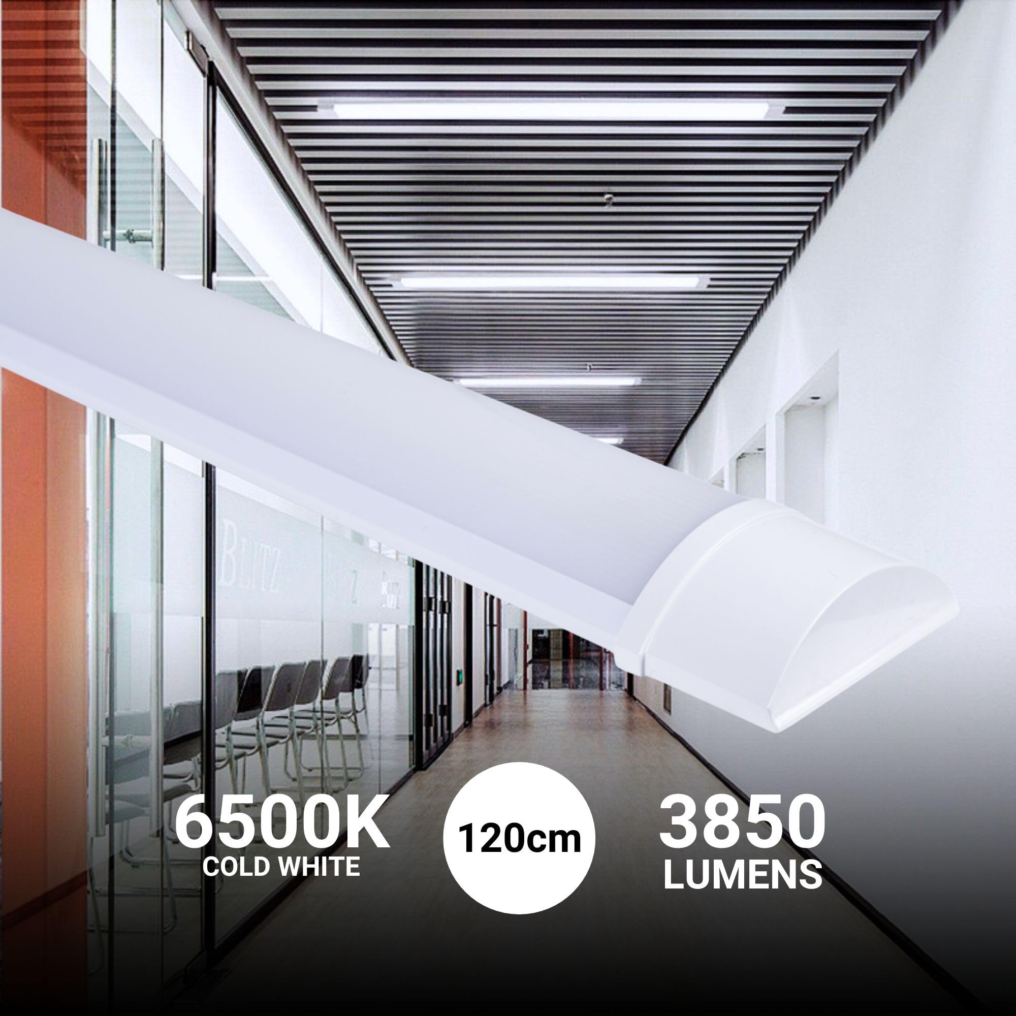 BARCELONA LED - Pantalla led, luminaria de alta potencia - 36W, 120 cm - IP20 Barra LED, regleta para espacios comerciales, oficinas y zonas de alto uso continuo, Blanco Frío
