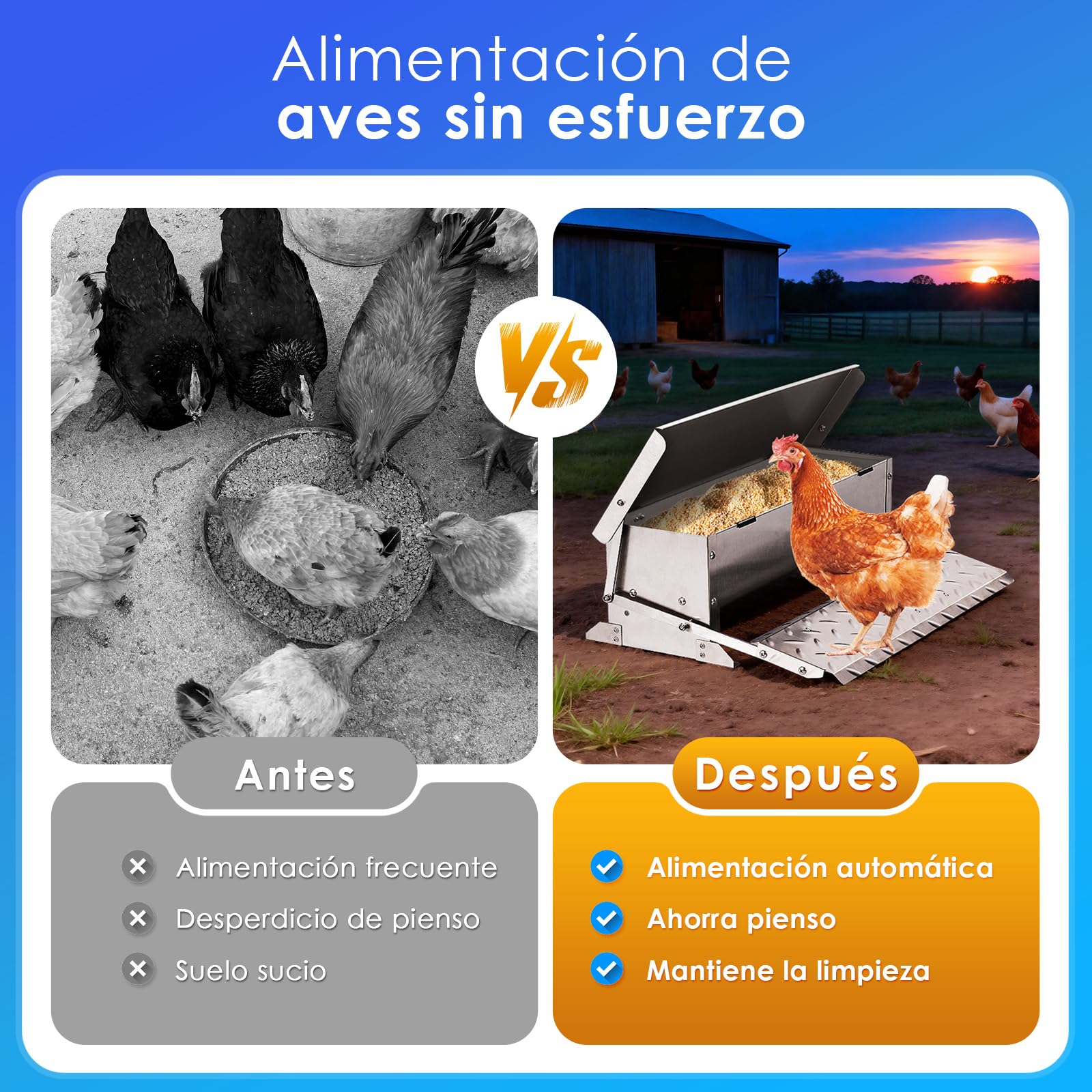 Comedero de Gallinas Antipajaros, Comedero Galvanizado Para Pollos de 5 Kg de Capacidad,Comedero Para Pollos a Prueba de Roedores y Lluvia,Comedero Para Pollos, Faisanes, Patos, Gansos