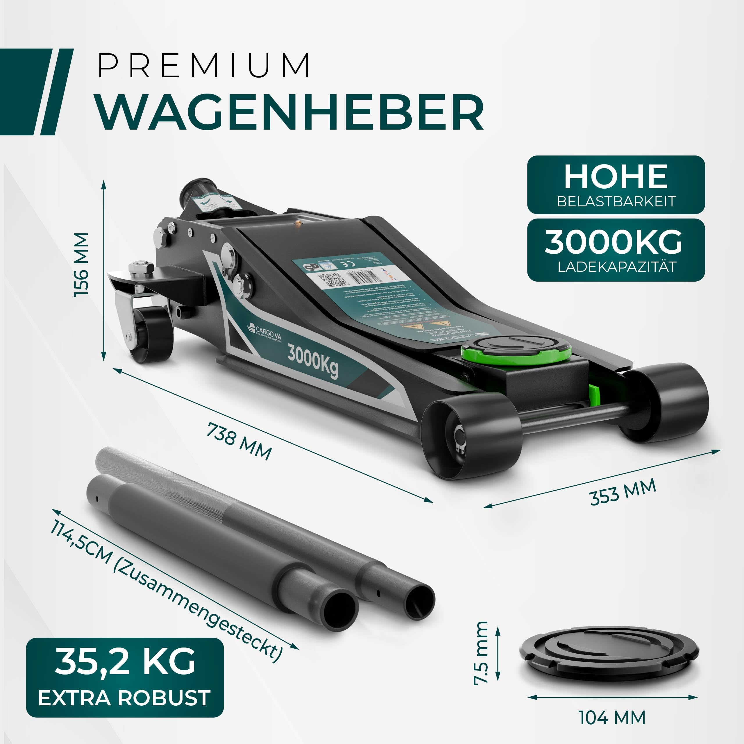 Hydraulischer Wagenheber 3,5 T – Hubhöhe 75-505 Mm, Für Autowerkstatt & Schwere Fahrzeuge