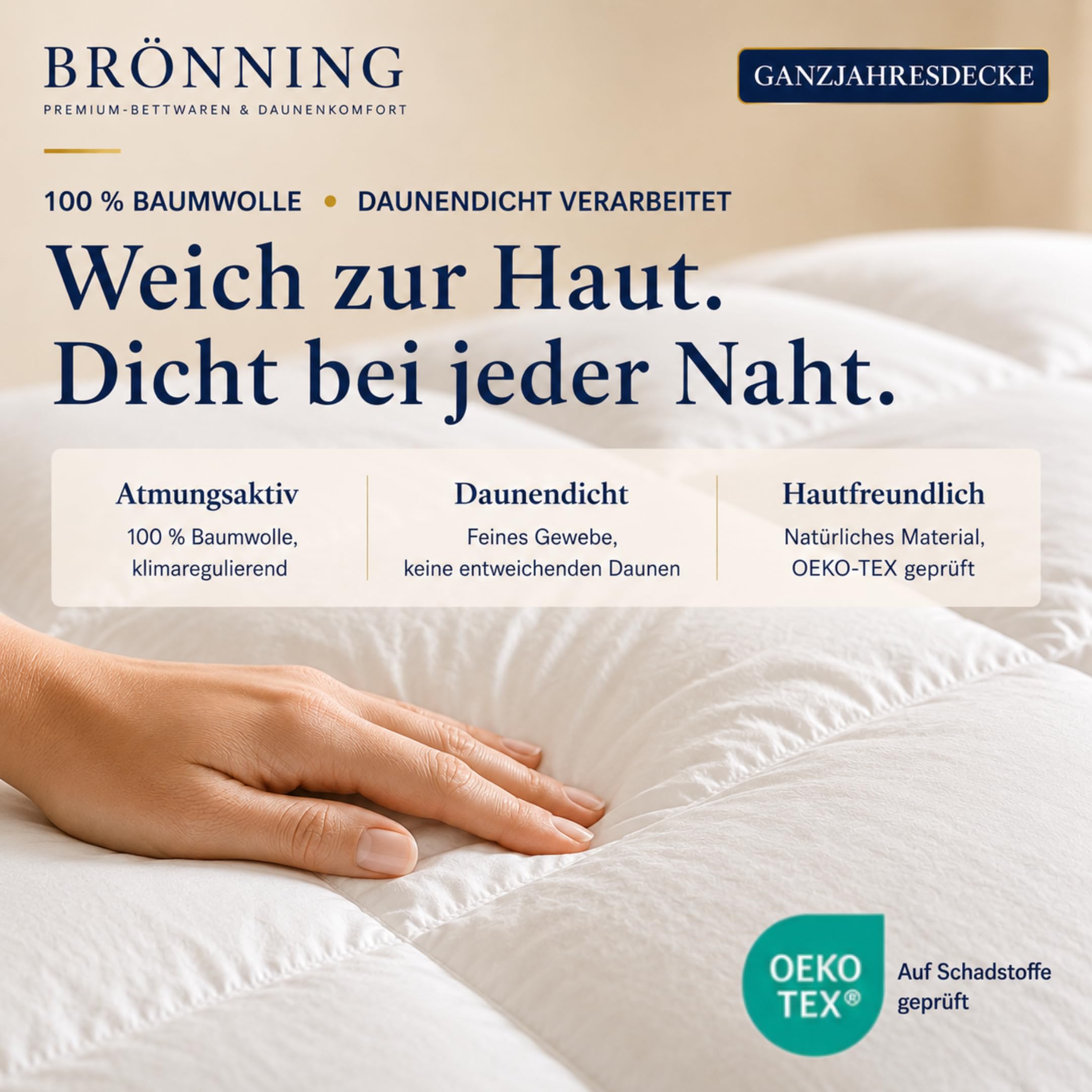 Bettdecke 220x240 Ganzjahr- 90% Daunen - Made in Germany Daunendecke