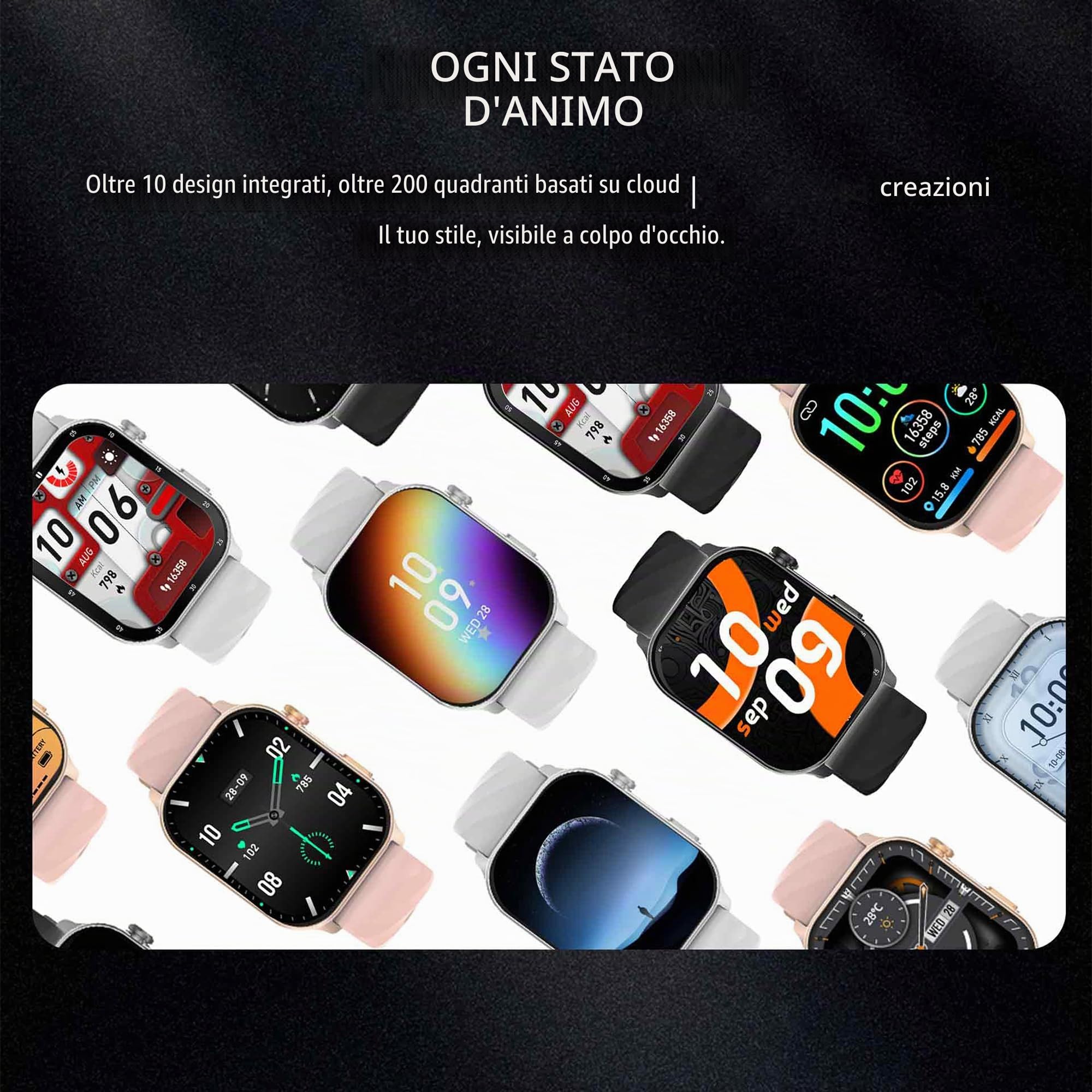 AMOLED - Smartwatch da donna e da uomo con chiamate e Whatsapp, 2,01", con 123 modalità sportive, SpO2, sonno, impermeabile fino a 5 ATM, per Android e iOS (oro rosa)