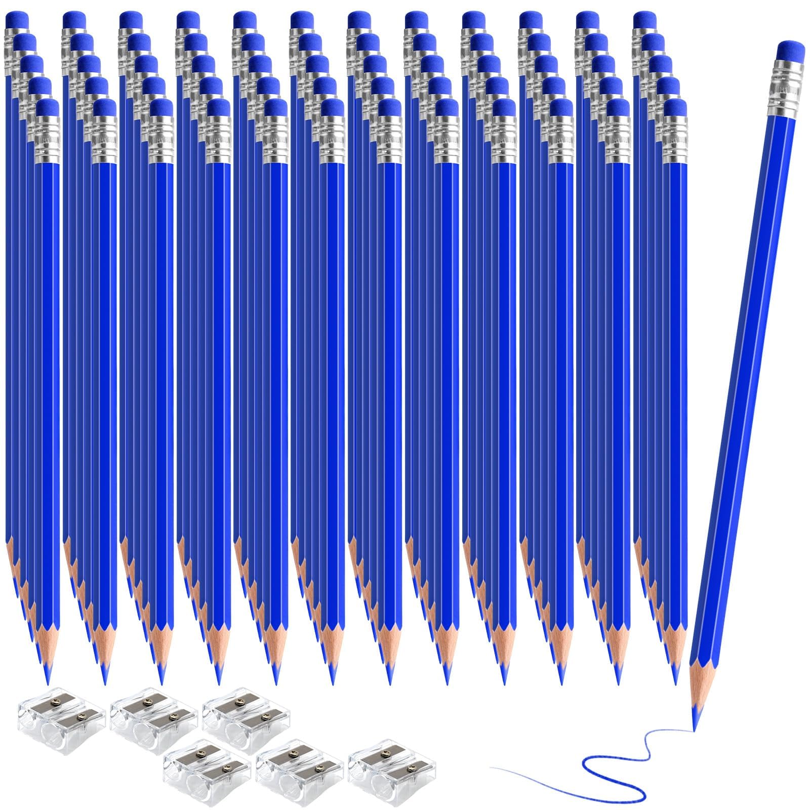 120 PCS Blue Pencils Bulk Erasable with Eraser, Pre-Sharpened HB Pencils for Writing & Dr…