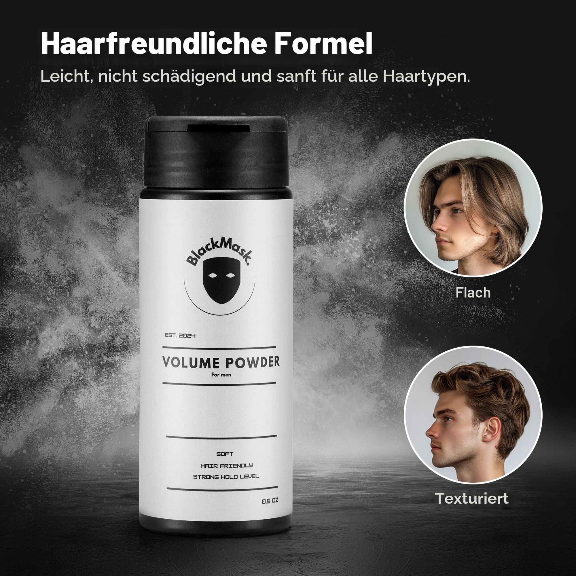 BlackMask Texture Powder for Men, Easy to Apply - Instantly Adds Texture & Volumen, All-Natural Ingredients, Strong Hold, Hair Powder for Men