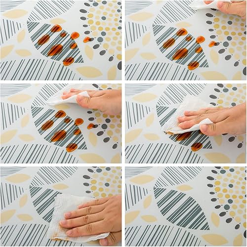 Miniatura 5 de Pioggia Mantel redondo de vinilo ajustable con reverso de franela, mantel elástico, cubierta de plástico impermeable a prueba de aceite, se adapta a