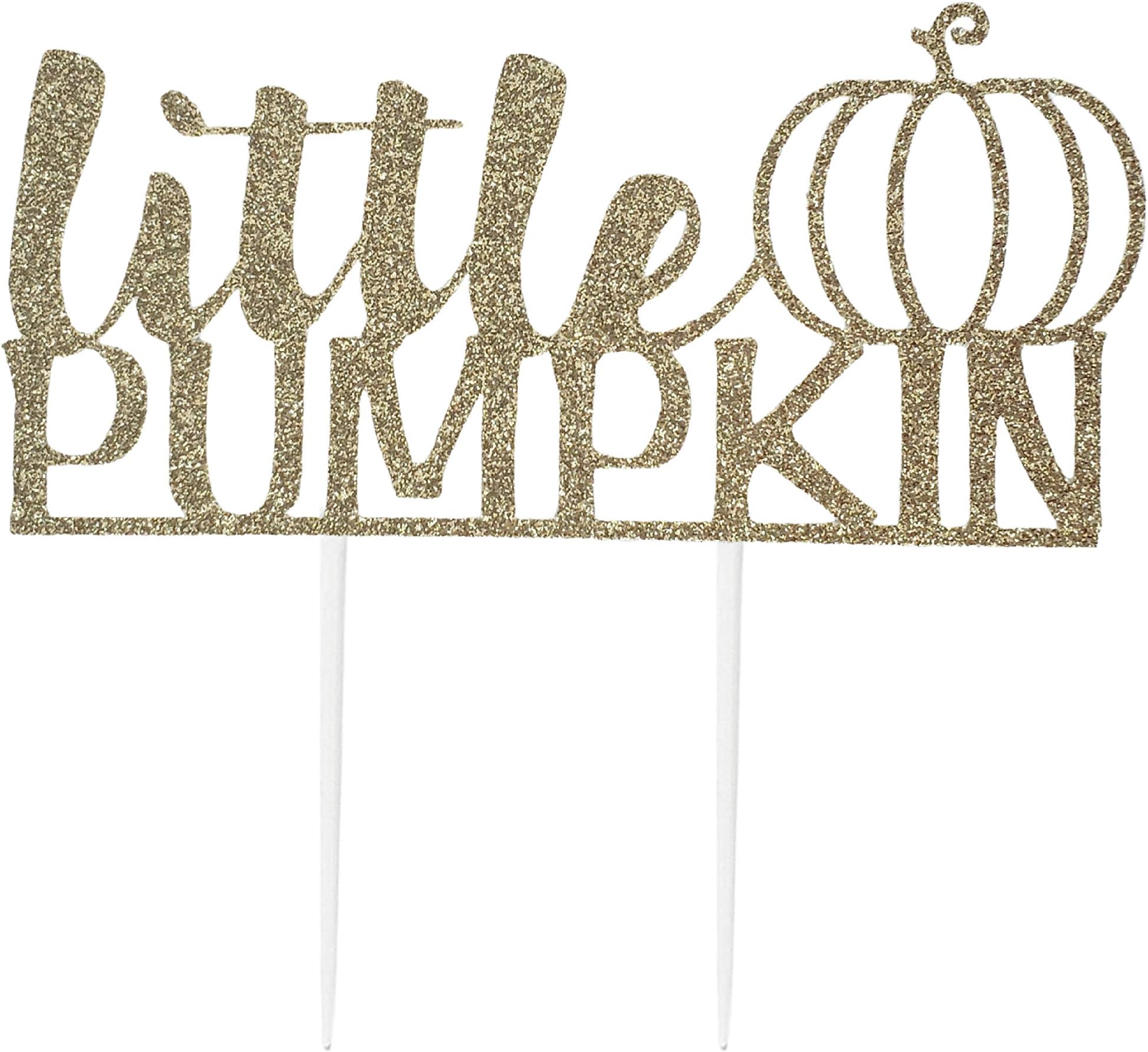 CMS Design Studio Handmade 1st Birthday Cake Topper Decoration - Little Pumpkin - Double Sided Gold Glitter Stock