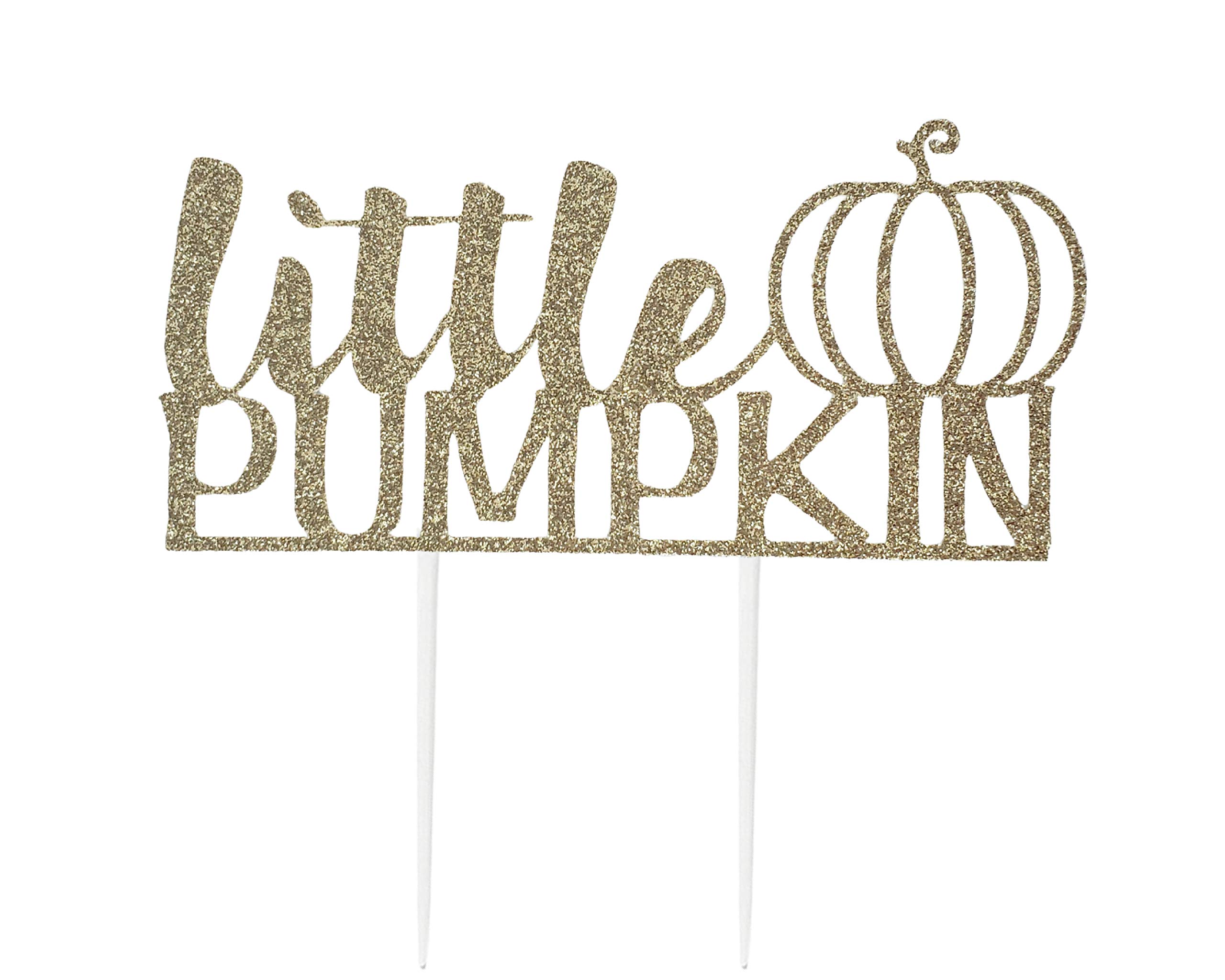CMS Design Studio Handmade 1st Birthday Cake Topper Decoration - Little Pumpkin - Double Sided Gold Glitter Stock