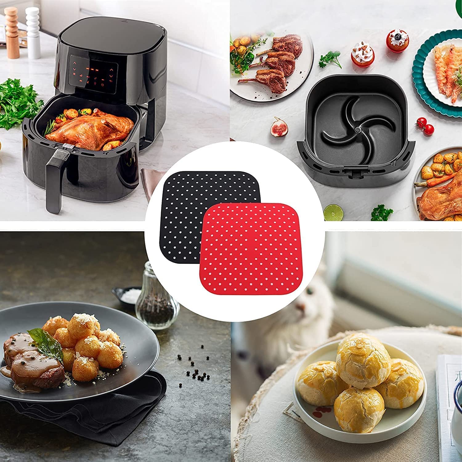 Silicone Air Fryer Liners - Reusable & Non-Stick -7 Silicone Air Fryer Liners - Reusable & Non-Stick -7