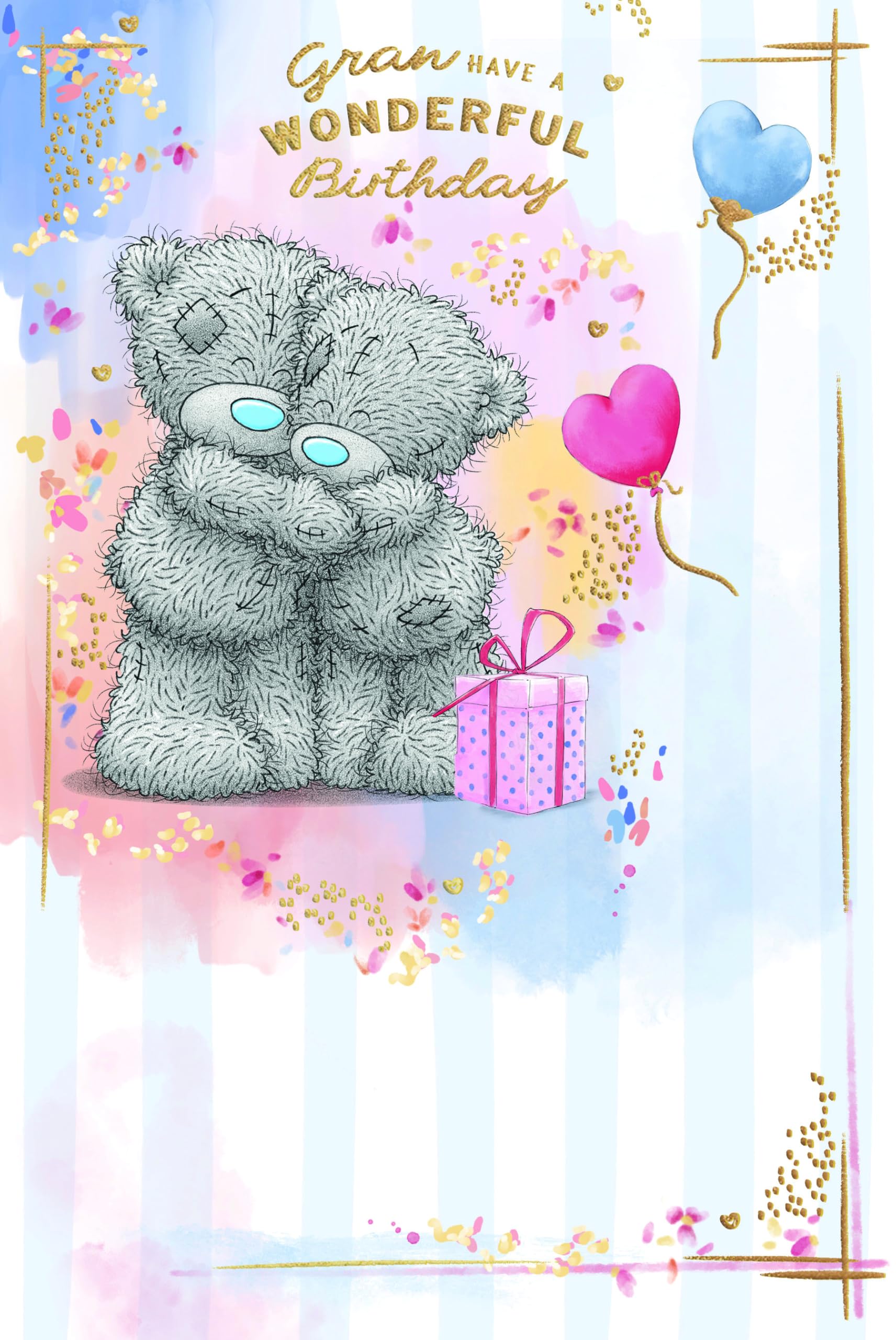 Me To You Tatty Teddy Gran Bears Hugging Luxury Gold Foil Birthday Card, 6 X 9 Inches - Official Collection