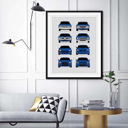 Vista 9 de Handmade Poster compatible with Dodge Charger Generations and Print of Dodge Charger - Multi, 11x14" Metallic Print (Unframed) - Gift for Car 3A.