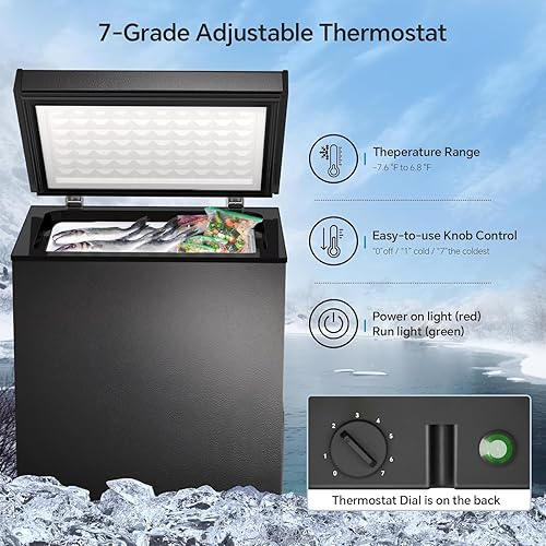 Miniatura 4 de Kismile Congelador de pecho de 27 pies cúbicos sin congelador puerta abierta congelador compacto con temperatura ajustable para el hogar cocina