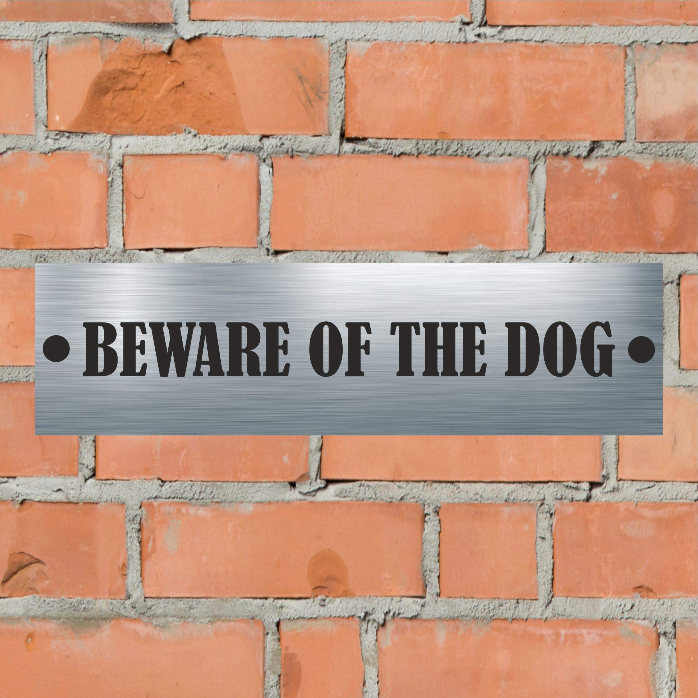 ANY TEXT - Aluminium Sign Customisable 20cm x 5.5xm - 2x Screw Holes & Fittings Included - Example BEWARE OF THE DOG - Personalised Office/House Sign