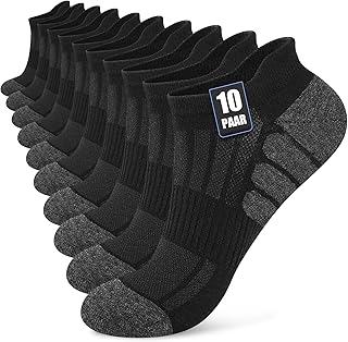 Stoeury 10 Pairs of Trainer Socks Men Women Breathable Cotton Short Sports Socks Comfortable Sneaker Socks with Breathable Mesh Ankle Socks Men with Arch Support