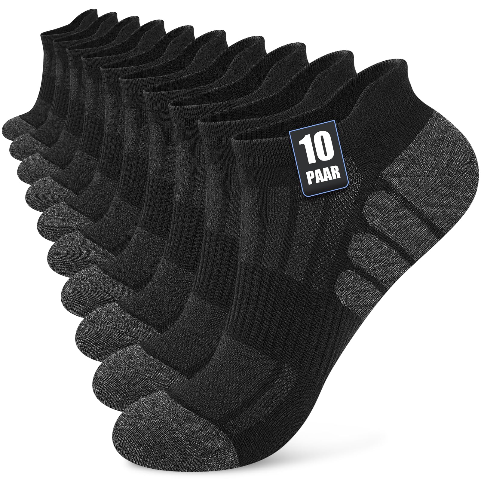 Stoeury 10/20 Paar Sneaker Socken Herren Damen, Atmungsaktive Baumwolle Kurze Sportsocken, Bequeme Sneakersocken mit Atmungsaktivem Netz, Knöchelsocken Herren mit Fußgewölbestütze