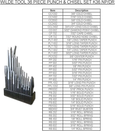Miniatura 4 de Wilde Tool K36 - Juego de punzón y cincel, 36 piezas