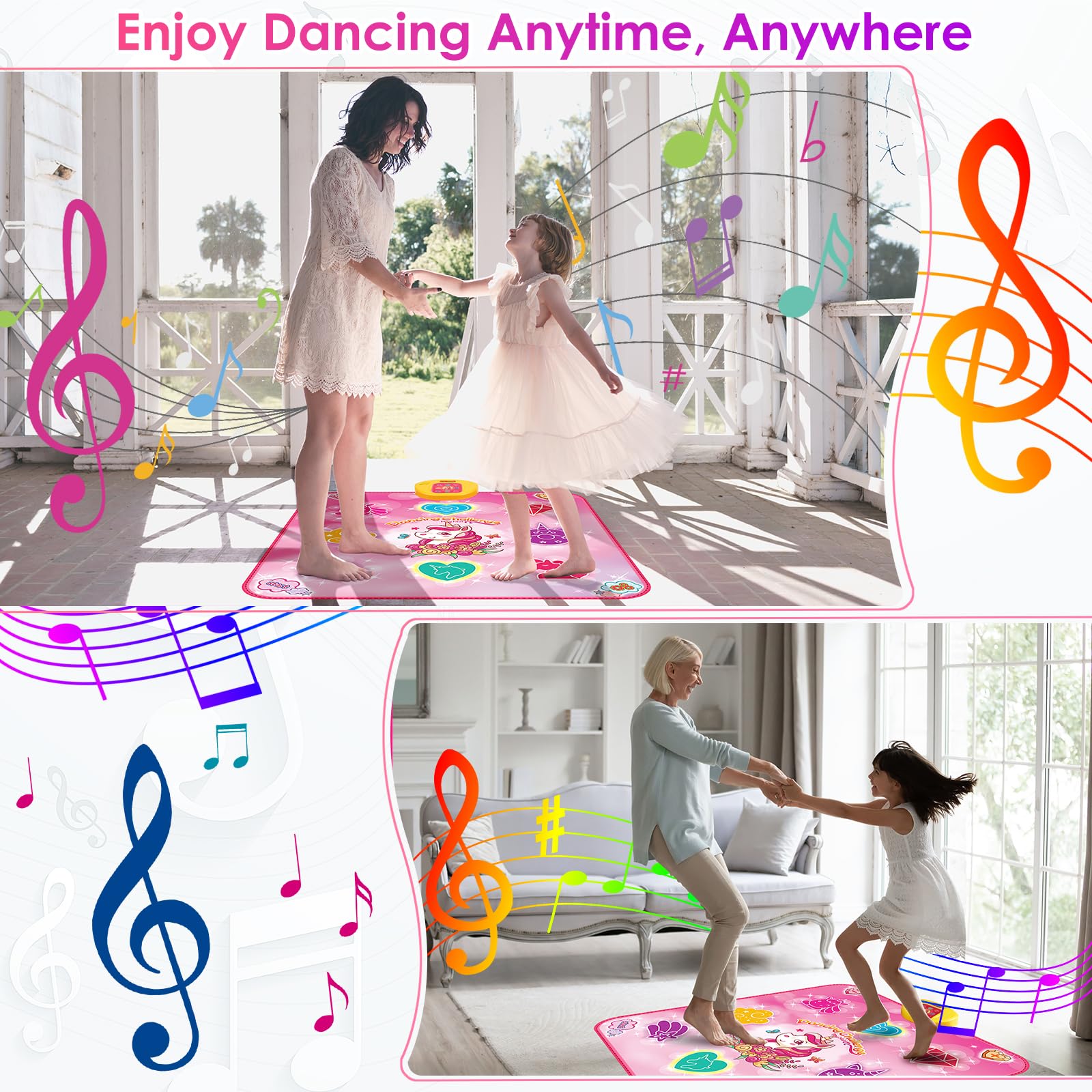 ZWOOS Tappetino da Ballo per Bambini da 3 a 12+ Anni, Tappetini da Ballo Bambina Giocattolo, Elettronico Tappeto Musicale Regalo Bambina 3 4 5 6 7 8 9 10 Anni per Natale e Compleanni