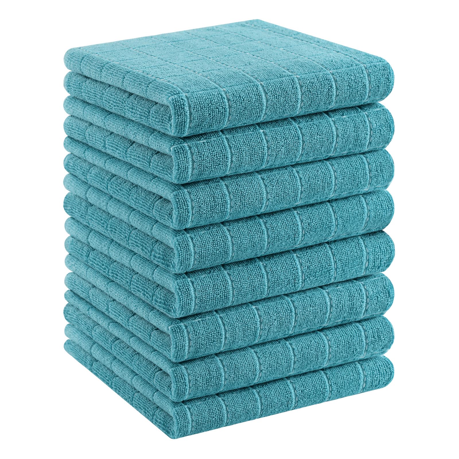 Homaxy 100% Cotton Terry Kitchen Towels, 8 Pack, Lake Blue | Ultra Soft and Absorbent Dish Towels for Kitchen, Suitable for Drying and Washing Dishes