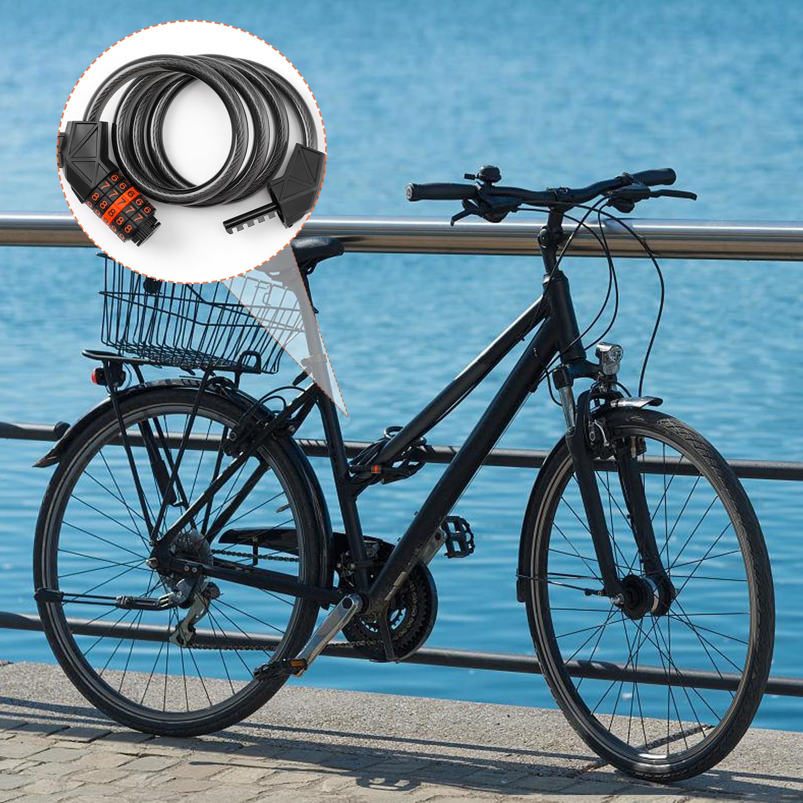 Lucchetto a Combinazione per Bicicletta, ad Alta Sicurezza, Lucchetto Antifurto Catena Bici 110 cm/11 mm con Codice a 5 Cifre, Sicurezza Elevata, Supporto Incluso, Protezione Alta Sicurezza