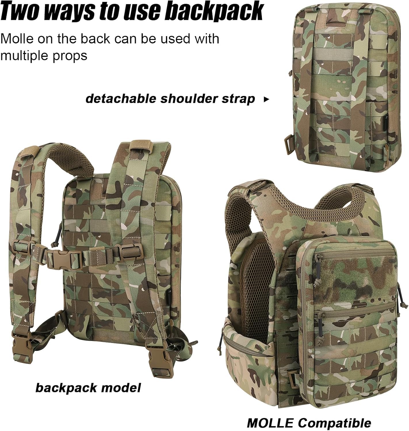 PETAC GEAR Tactical Molle - Paquete de hidratación para 1,5 L, bolsa ligera de depósito de agua para chaleco Molle, mochila para senderismo, caza (sin vejiga)
