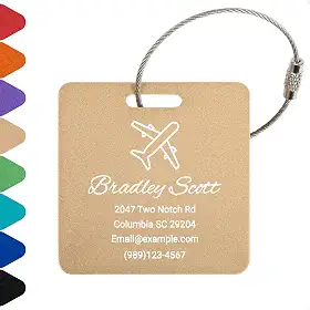 Etiquetas de bagagem personalizadas para malas, etiquetas de nome de metal personalizadas para mochilas, bolsas de viagem (ouro, quadrado (2,2 * 2,2))