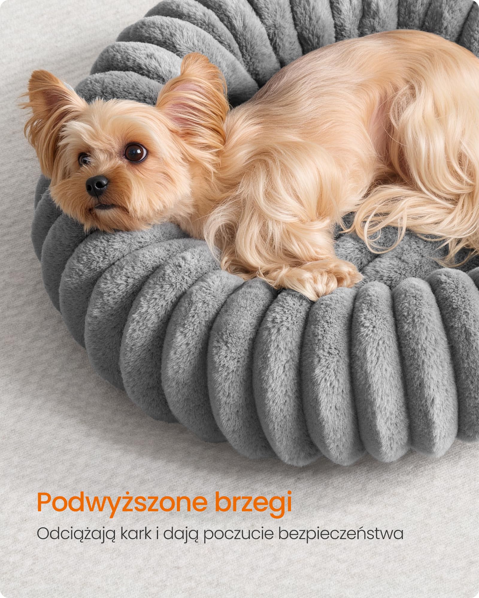 Feandrea Legowisko dla psa, legowisko dla małego kota, średnica 50 cm, zmywalna poduszka, miękka wyściółka, antypoślizgowe, gołębia szarość PGW301GD01