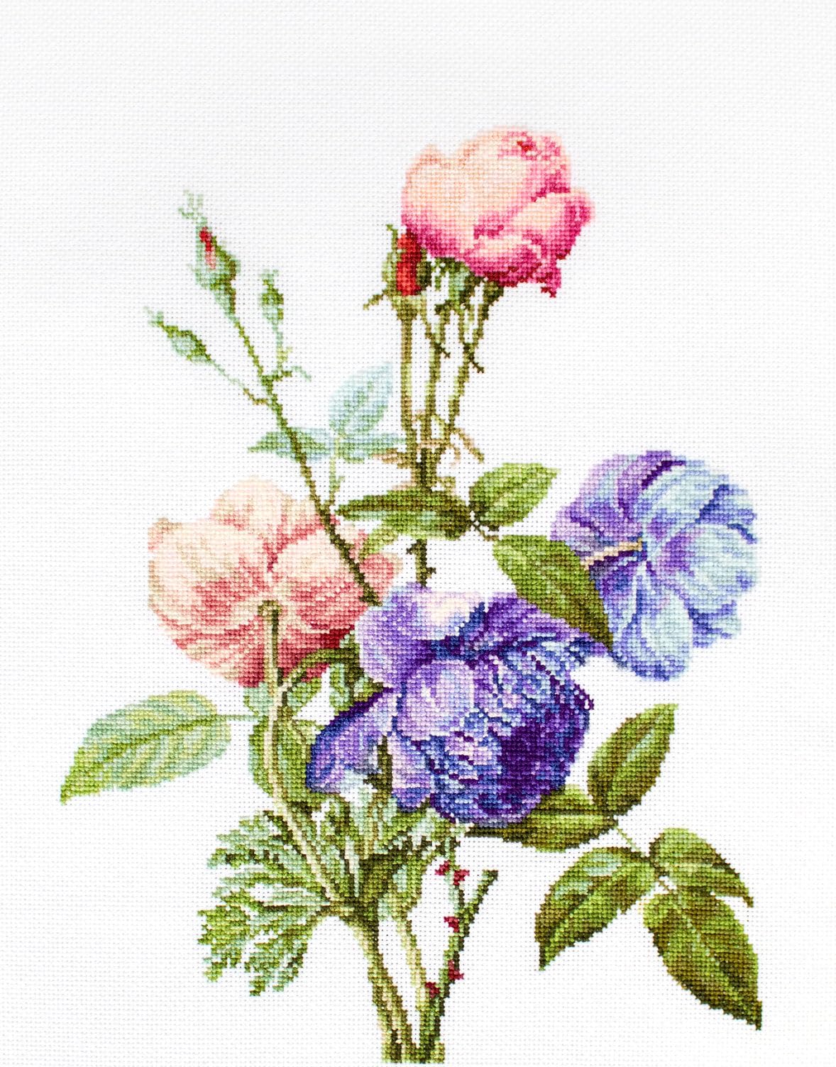 Luca-S Multicoloured B2349 Flower Bouquet With Roses Cross Stitch Kit Cotton, Multi-Coloured 19X25cm