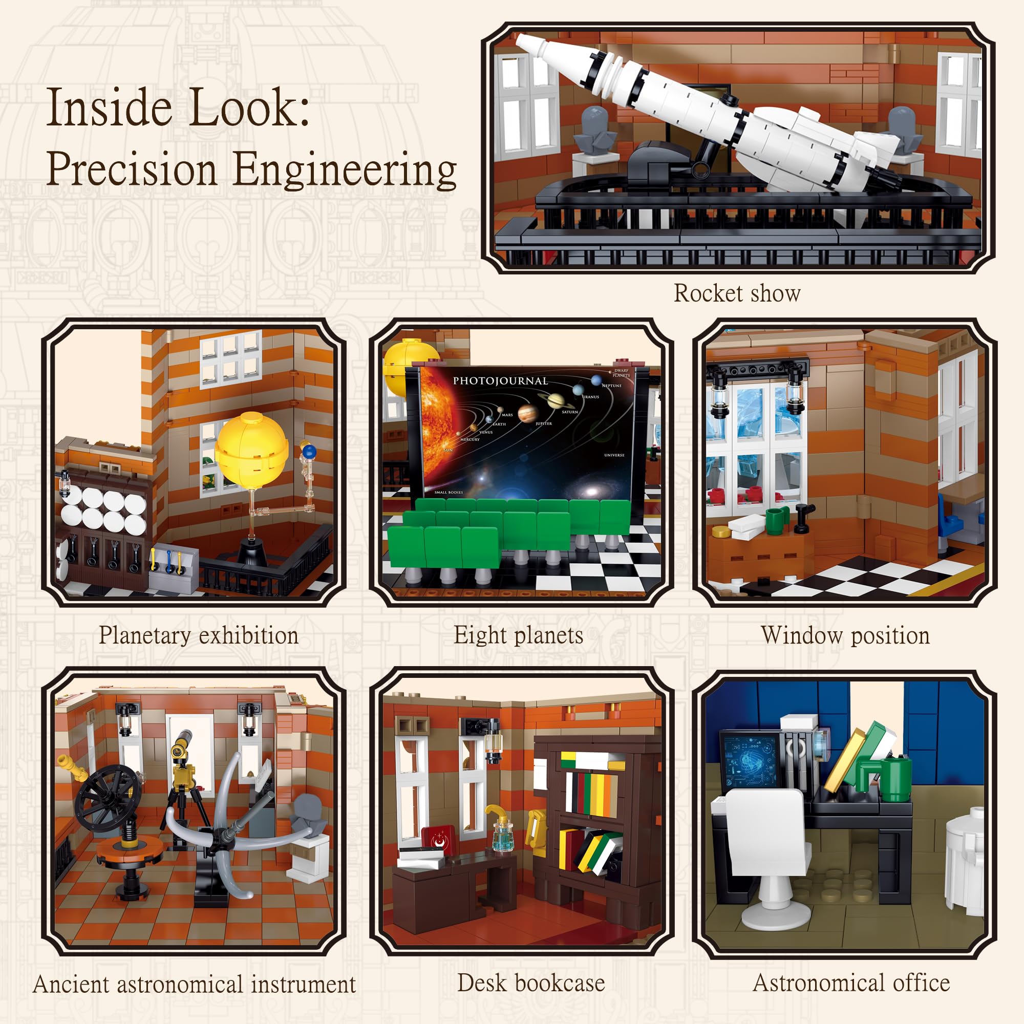 Astronomy Museum Building Set, 14000+ PCS Royal Construction Kit Museum, MOC Architecture in European Style, Compatible with Iego Architecture